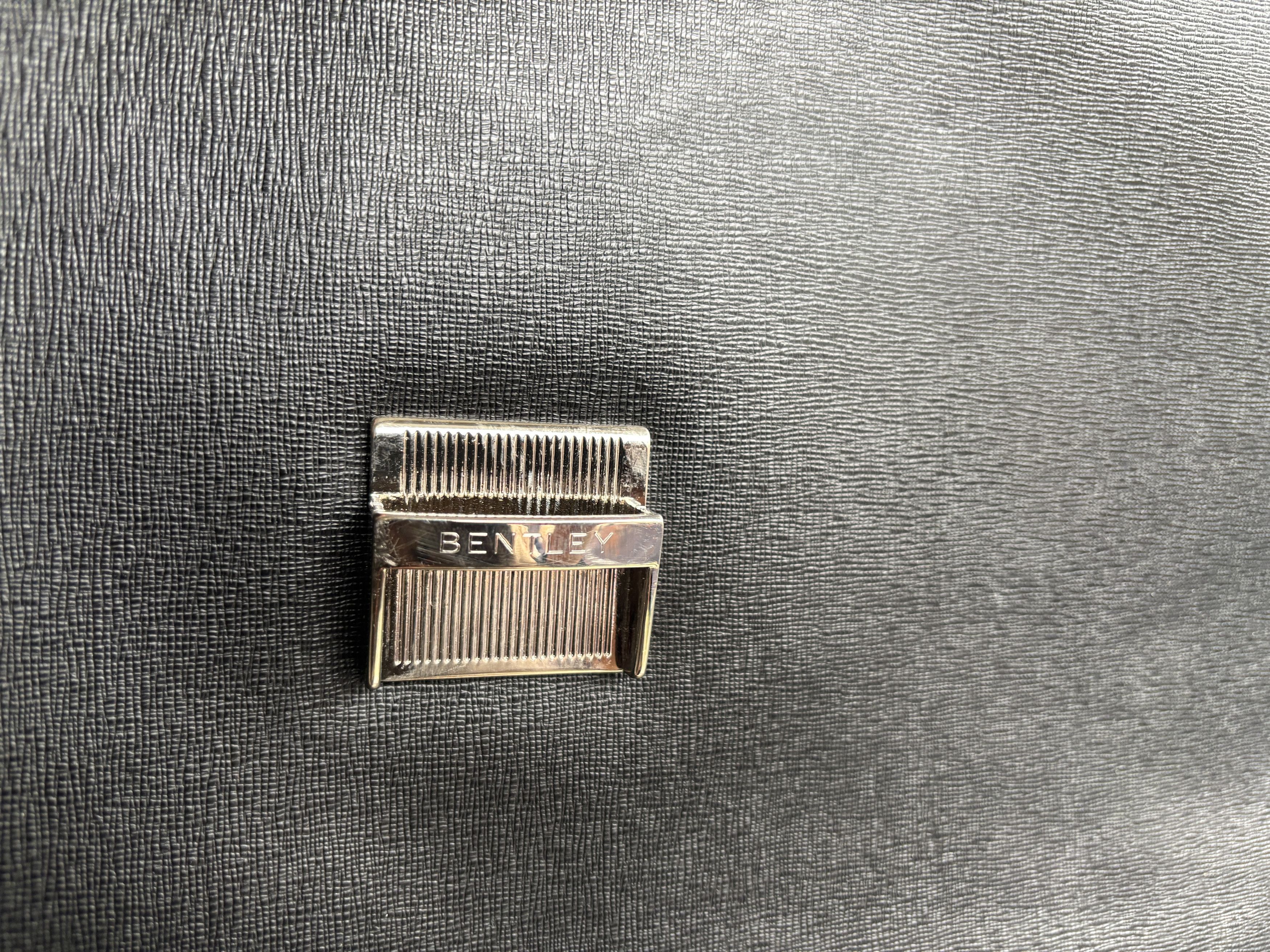 Bentley $925 Black Saffiano Leather Briefcase Attache | Silver Logo Size ONE SIZE - 10 Thumbnail