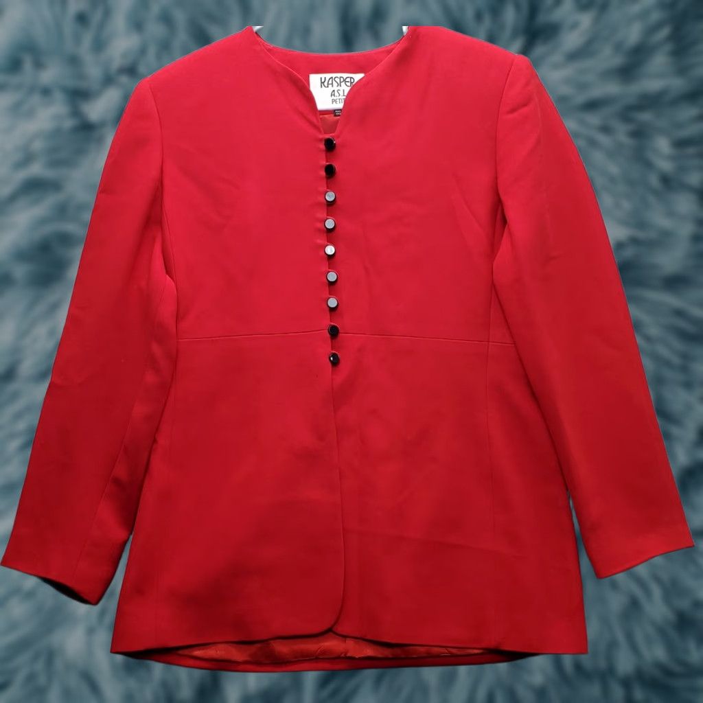 Kasper Kasper A.S.L. Blazer Jacket Womens Petites 6P Red Formal Long Sleeve Button Front Blazer Jacket Womens Size 6P Red Formal Long Sleeve Button Front Size M / US 6-8 / IT 42-44 - 1 Thumbnail