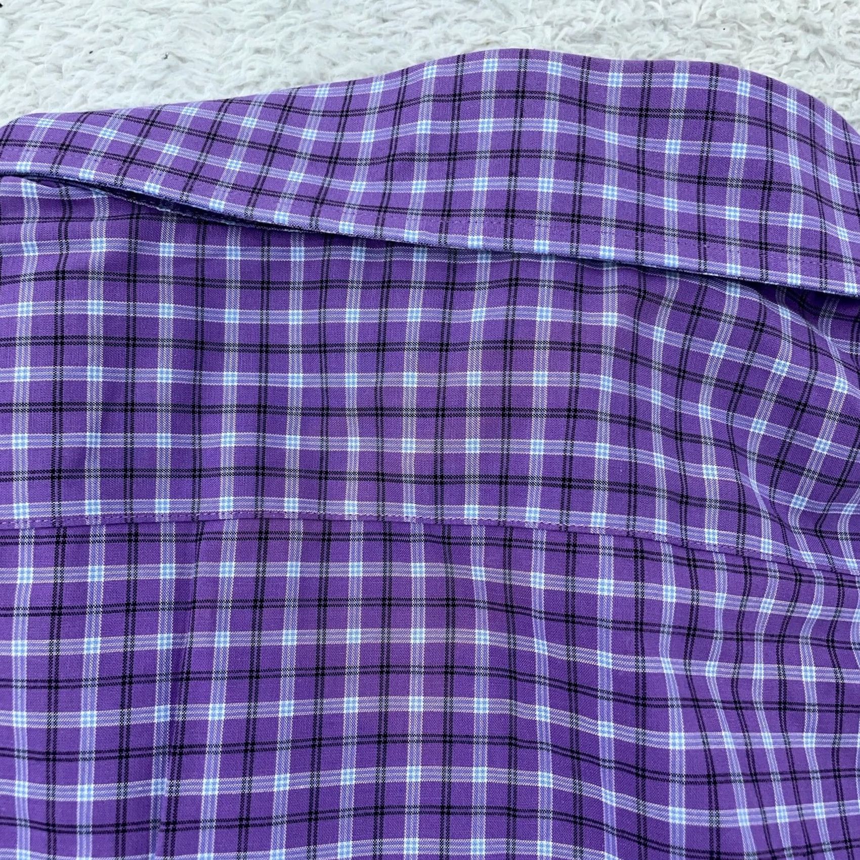 Ralph Lauren Lauren Ralph Lauren Shirt Mens 18 34/35 Purple Plaid Long Sleeve Non Iron Dress Shirt Size 48R - 4 Thumbnail