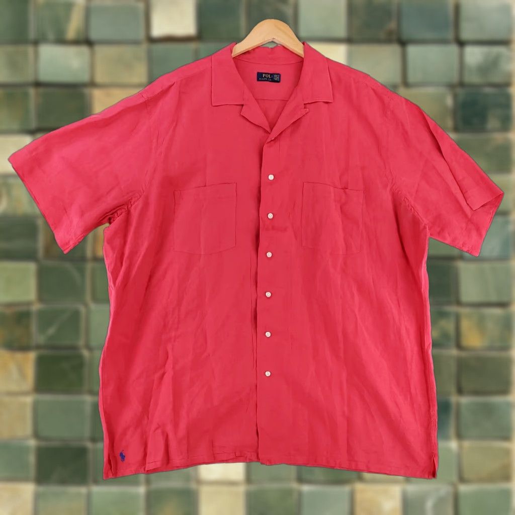 Polo Ralph Lauren Polo Ralph Lauren Silk Linen Blend Button Up Shirt Pink Short Sleeve 2XL Mens T, Big & Tall, 2XL, Pink, Short Sleeve, Shirt, Mens Size US XXL / EU 58 / 5 - 1 Thumbnail