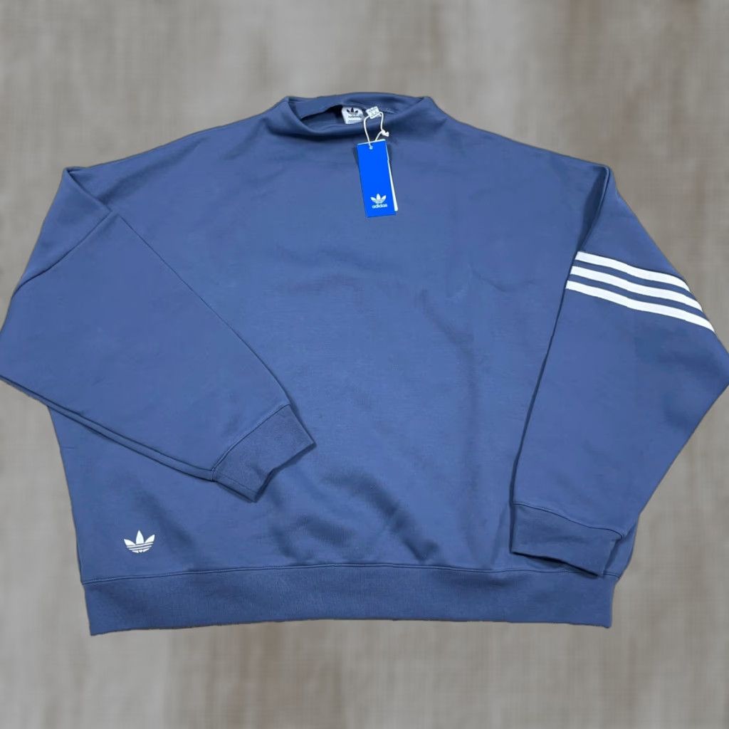 Adidas Adidas Sweatshirt Women XL Blue White Pullover Mock Neck Logo Size XL / US 12-14 / IT 48-50 - 1 Thumbnail