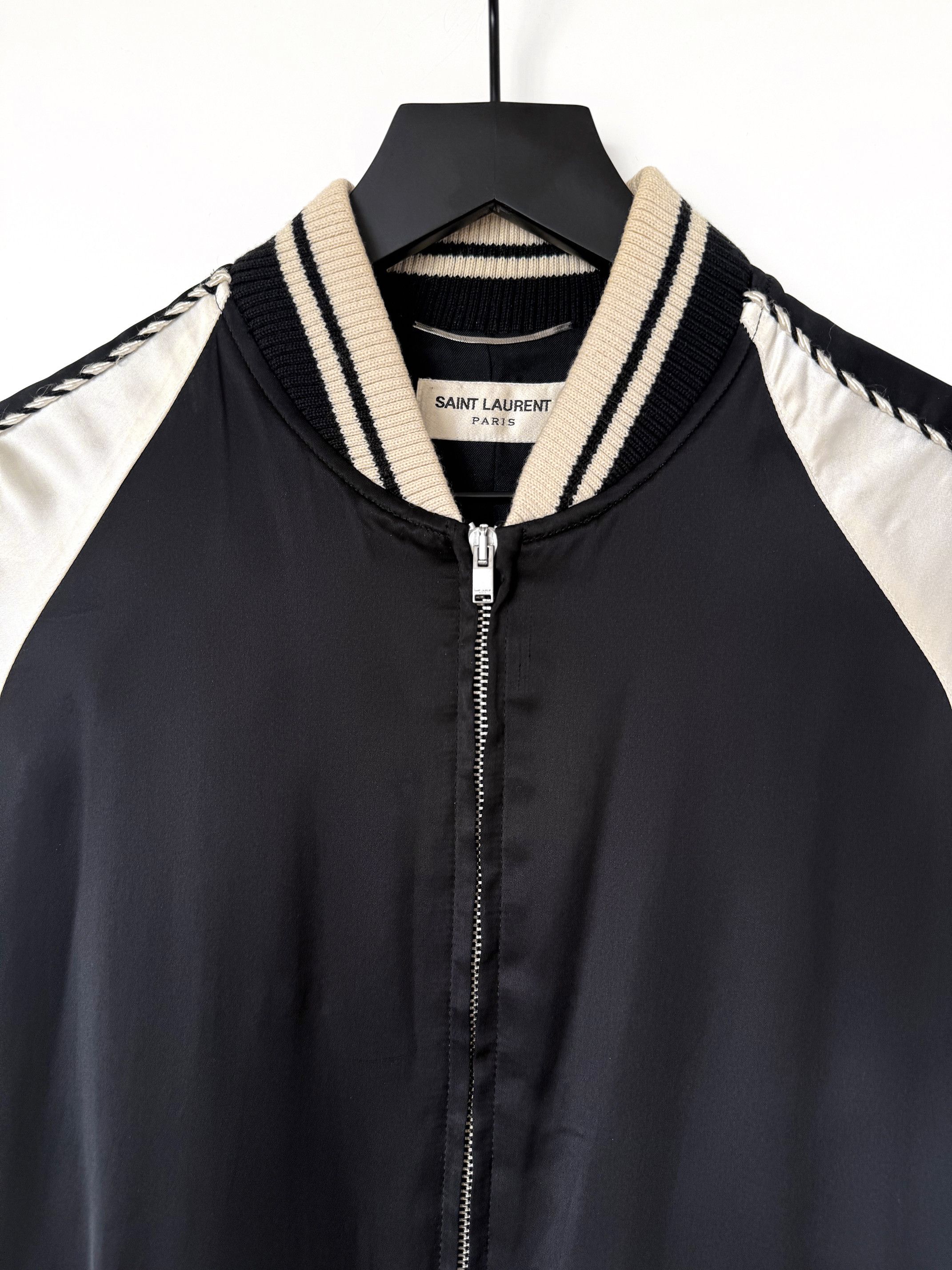 Hedi Slimane × Saint Laurent Paris 2013 Satin Teddy Souvenir Bomber Jacket Size US S / EU 44-46 / 1 - 4 Thumbnail