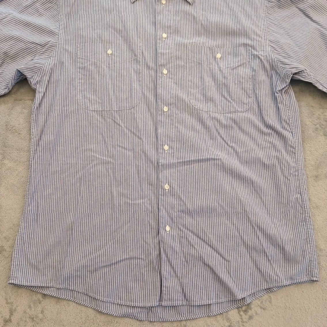 Arrow Arrow Shirt Mens Regular 16 Blue Striped Long Sleeve Button-Up Pockets Cotton Size US L / EU 52-54 / 3 - 4 Thumbnail