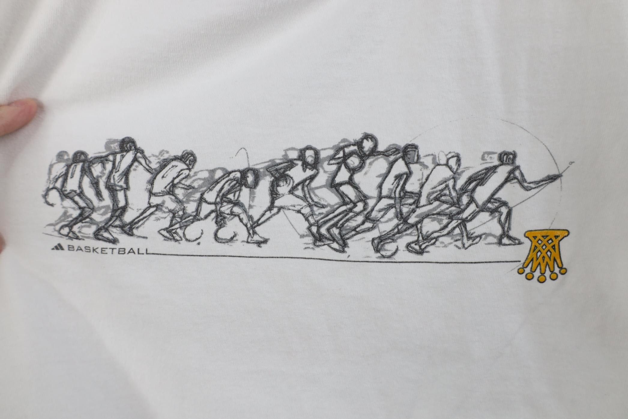 Adidas Vintage 90s Adidas Basketball Sketch T-Shirt White Cotton Size US M / EU 48-50 / 2 - 4 Thumbnail
