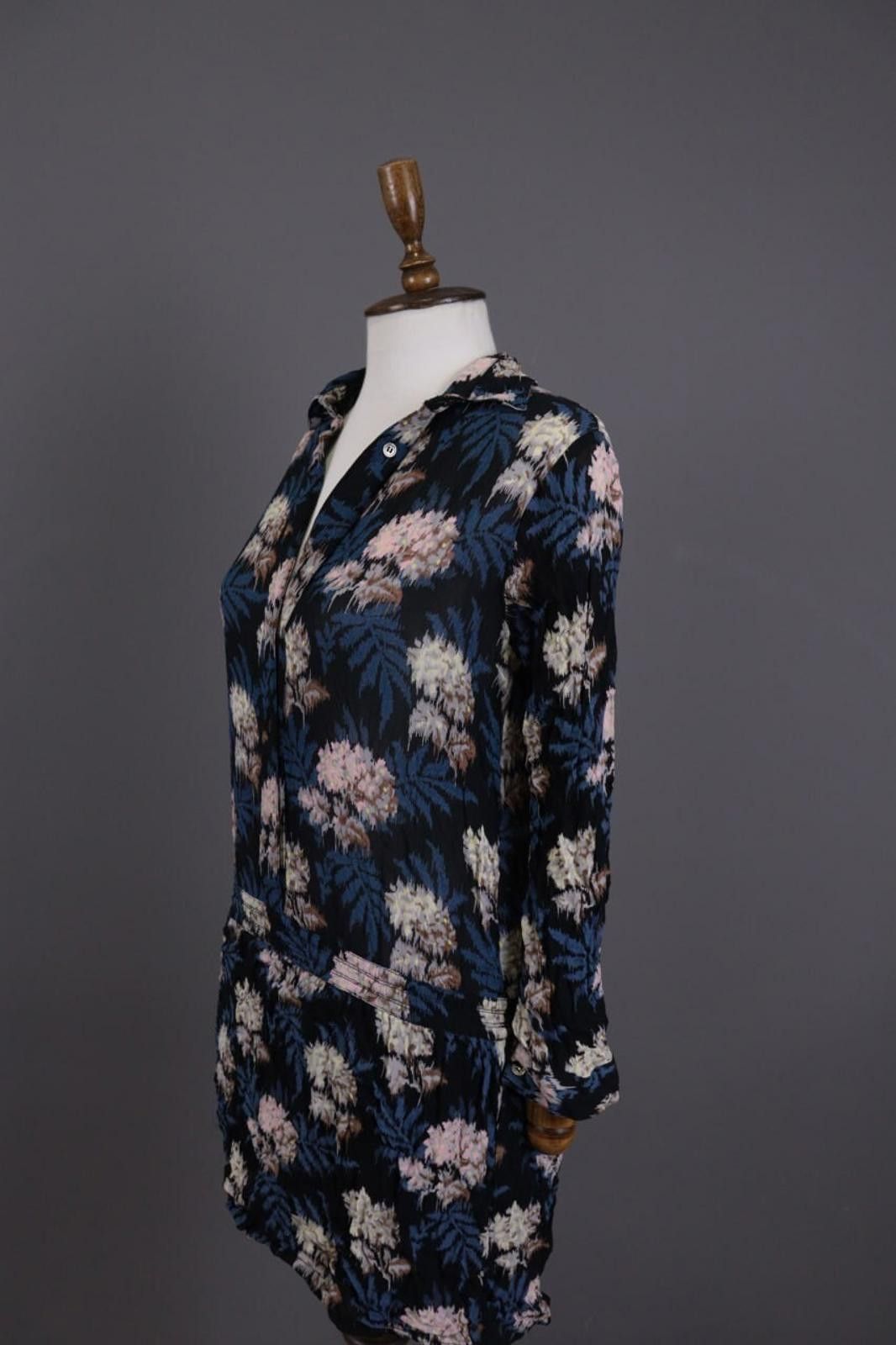 Gianni Valentino Ganni Multicolor Floral V-Neck A-Line Tunic Dress Size XS Size XS / US 0-2 / IT 36-38 - 6 Thumbnail