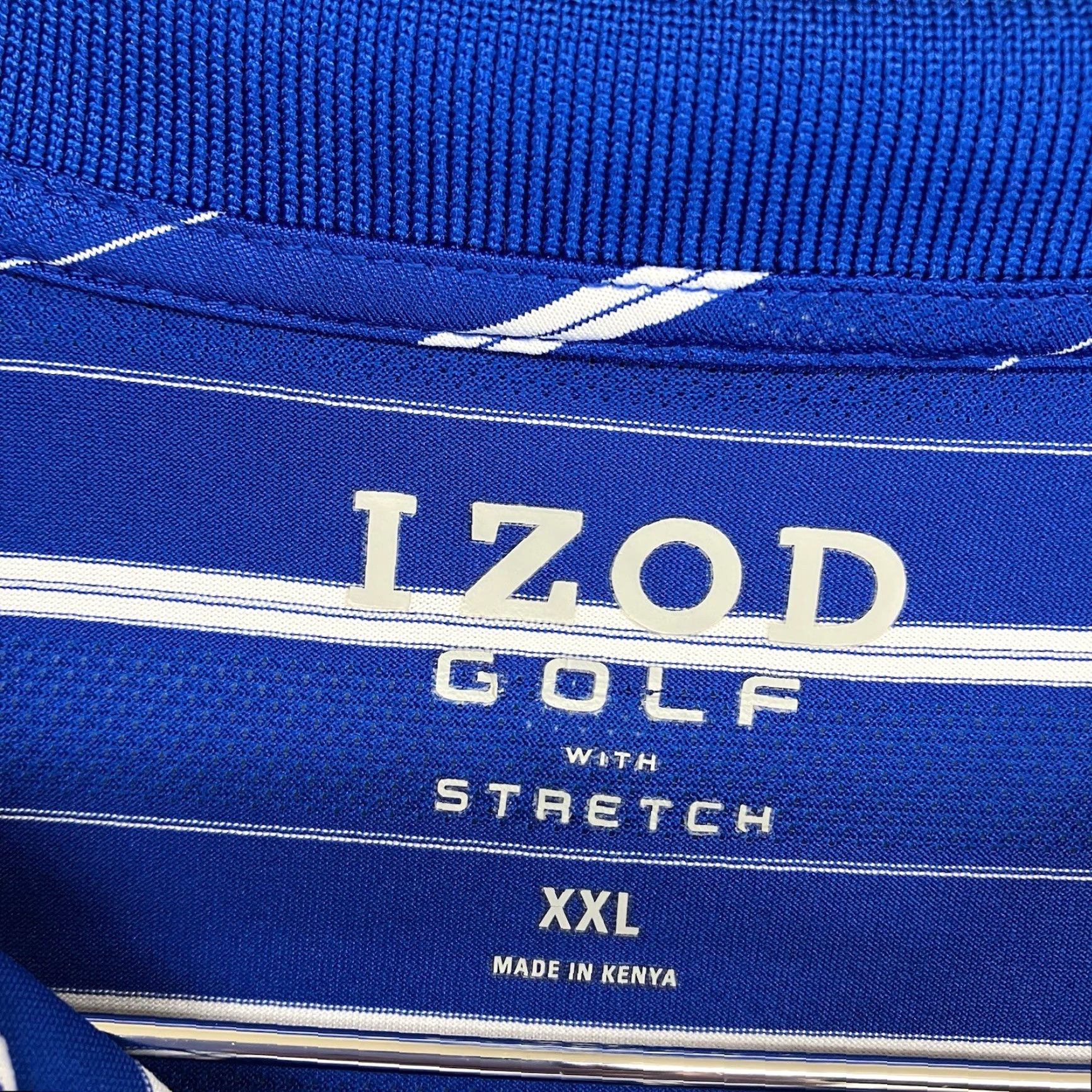 Izod IZOD Golf Polo Shirt 2XL Short Sleeve Striped Stretch Blue Mens Size US XXL / EU 58 / 5 - 3 Thumbnail