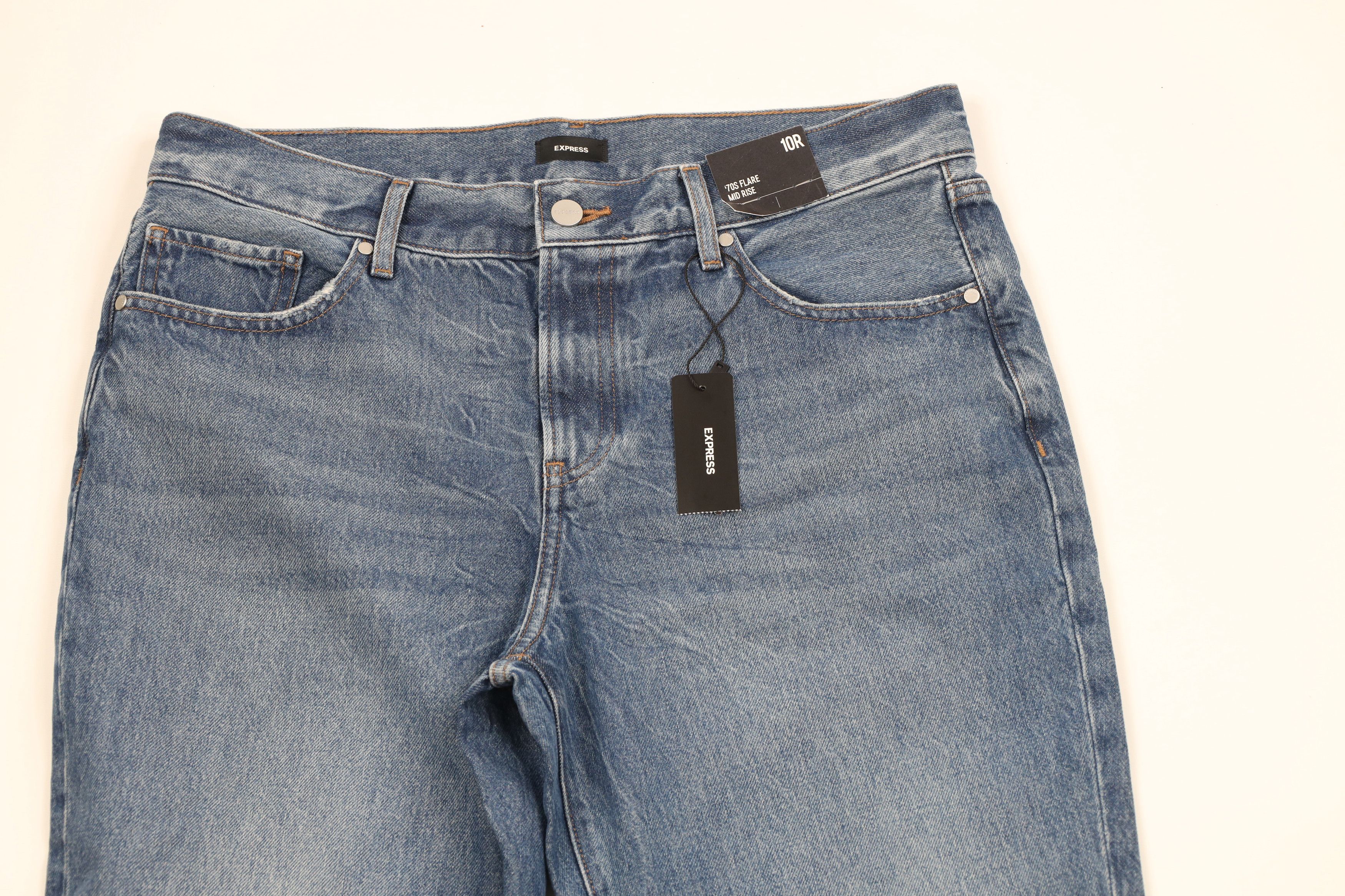 Express × Vintage New Express 70s Flare Wide Leg Bell Bottoms Denim Jeans Blue Size 32" / US 10 / IT 46 - 2 Thumbnail