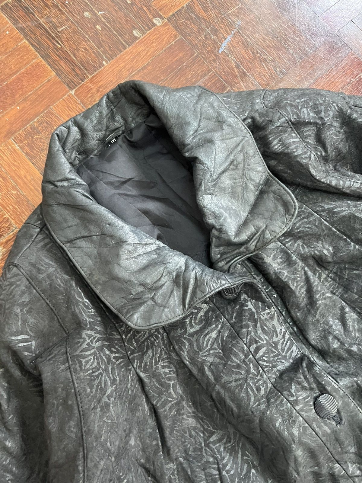 Genuine Leather 💥TRUE VINTAGE 80s Unbrand Leather Heavy Jackets Fullprinted Size L / US 10 / IT 46 - 5 Thumbnail