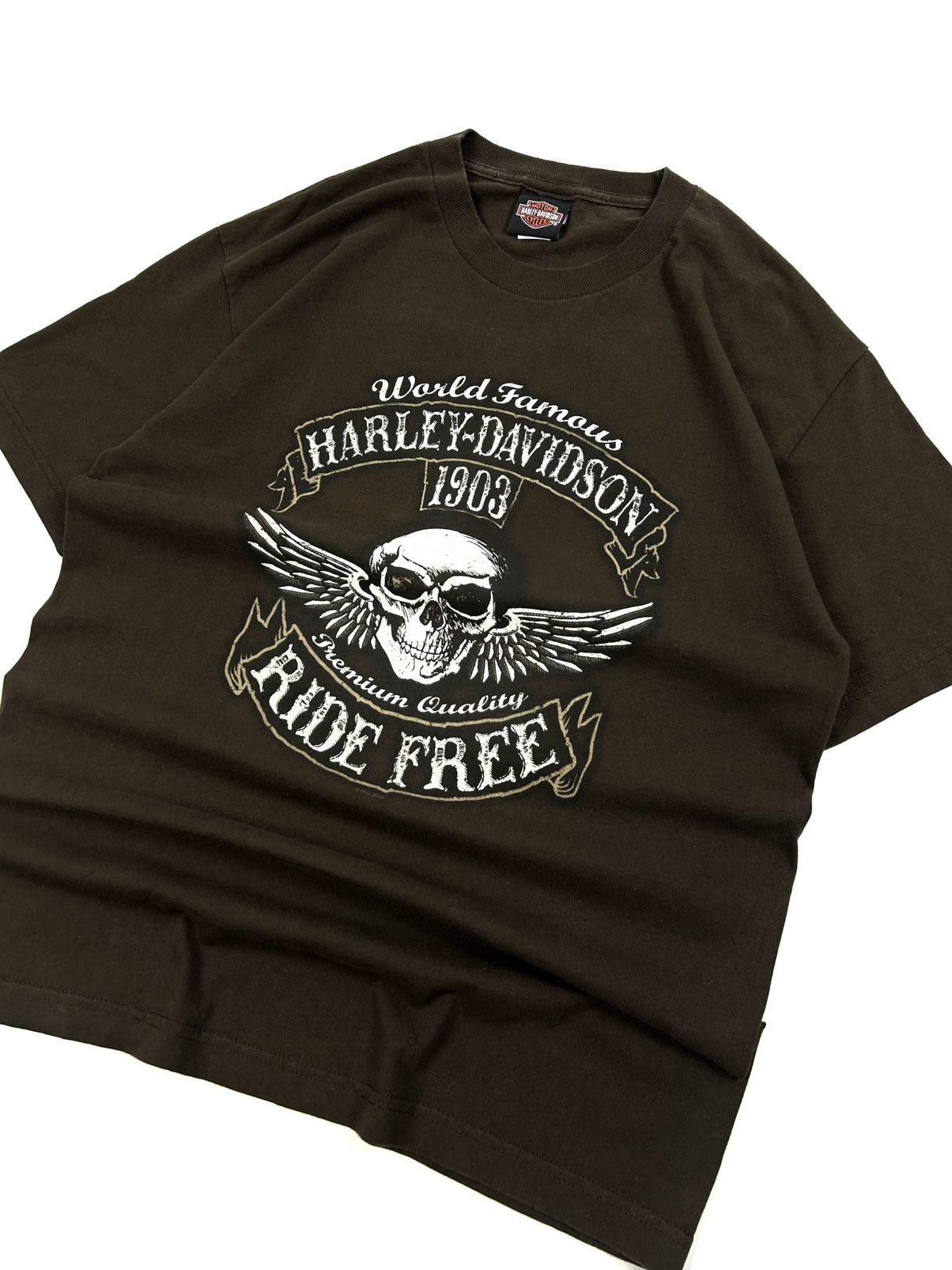 Harley Davidson Vintage Harley Davidson Switzerland Lausanne Brown Tee L Size US L / EU 52-54 / 3 - 4 Thumbnail