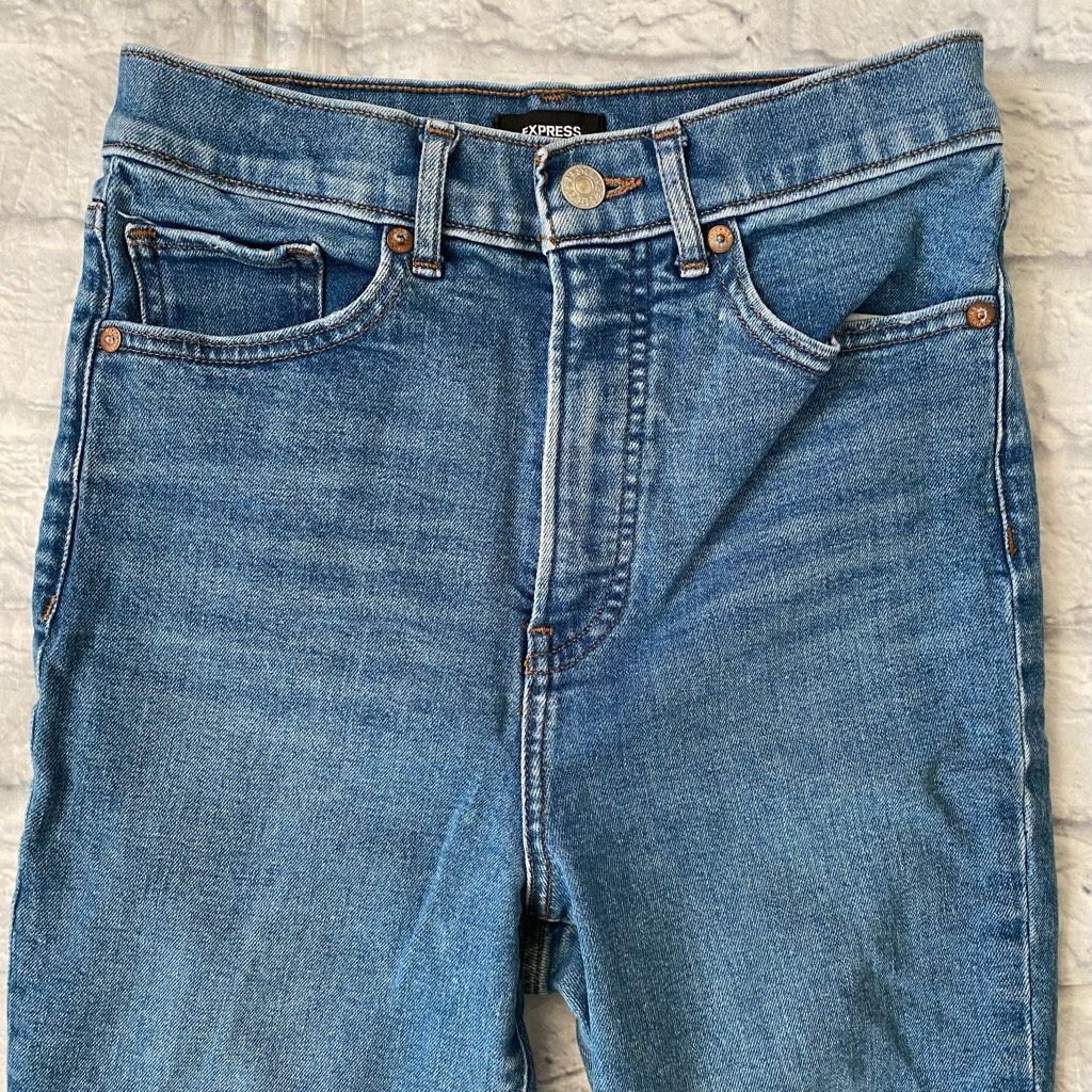 Express Express women 2 cotton blend super high rise mom jeans blue Size 26" / US 2 / IT 38 - 3 Thumbnail