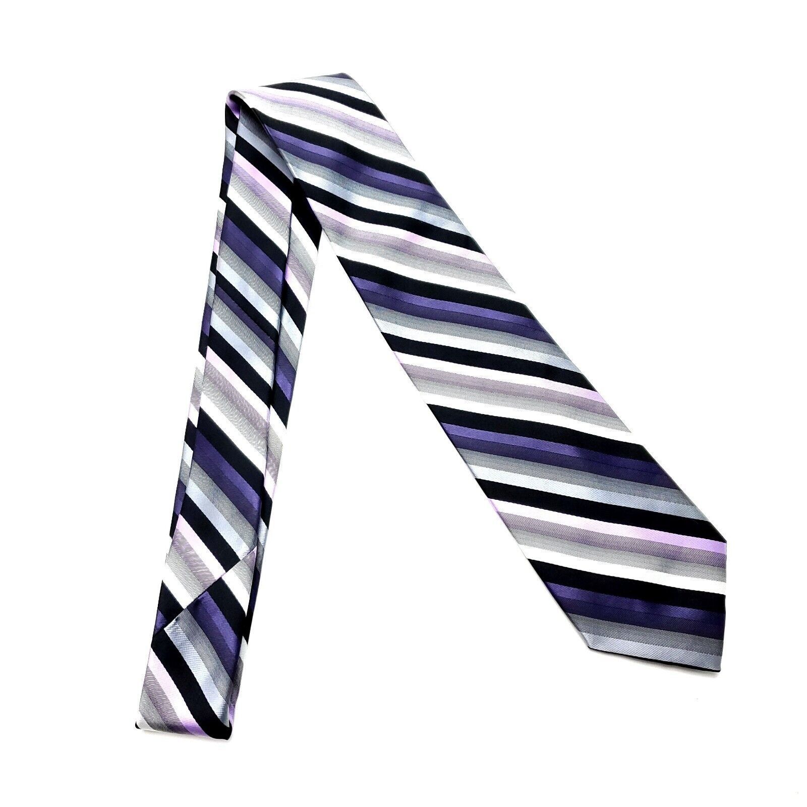 Croft & Barrow Croft Barrow Polyester Tie Purple Striped Skinny Size ONE SIZE - 6 Thumbnail
