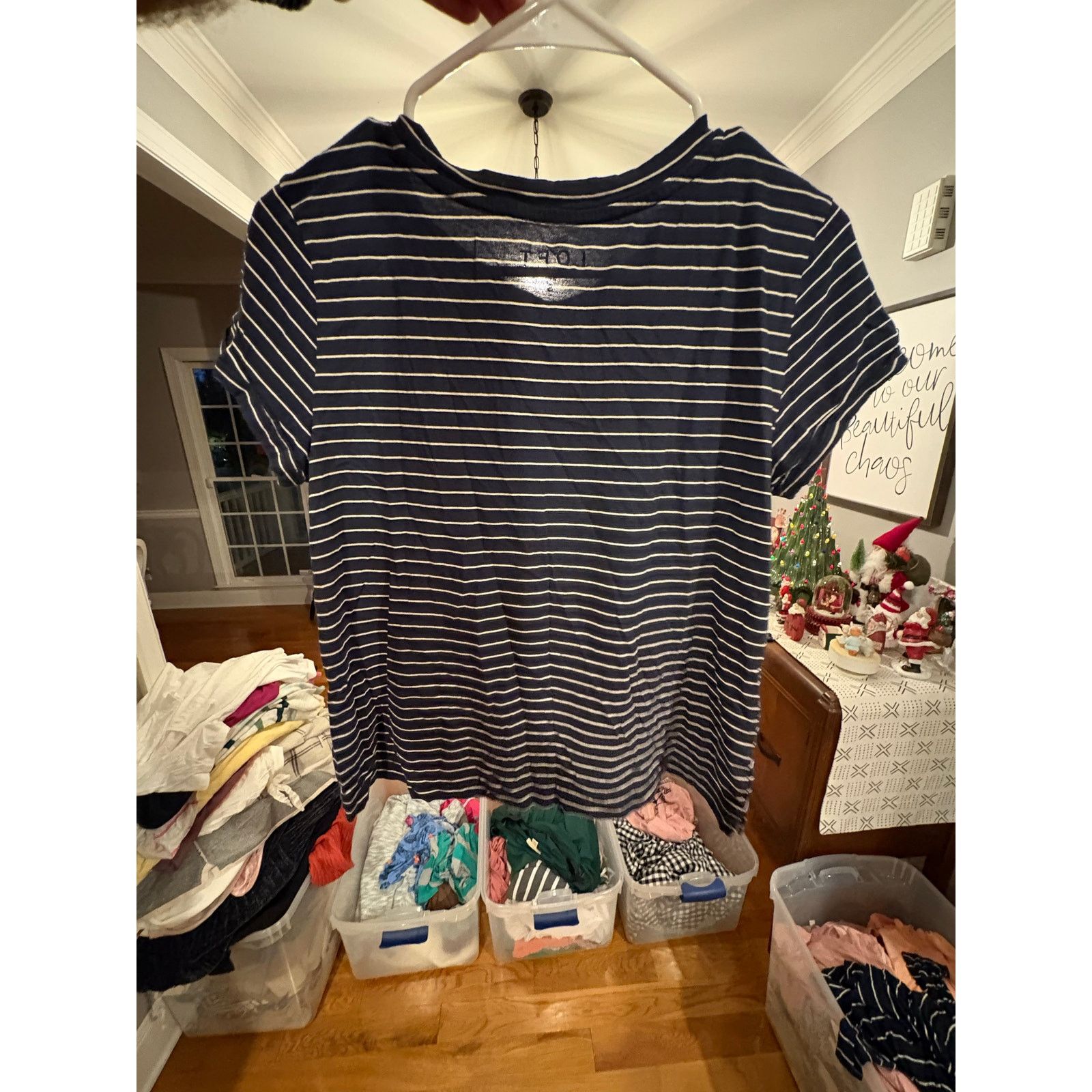 Loft LOFT Women’s Small Navy Blue White Striped Short Sleeve Tee Size S / US 4 / IT 40 - 4 Thumbnail