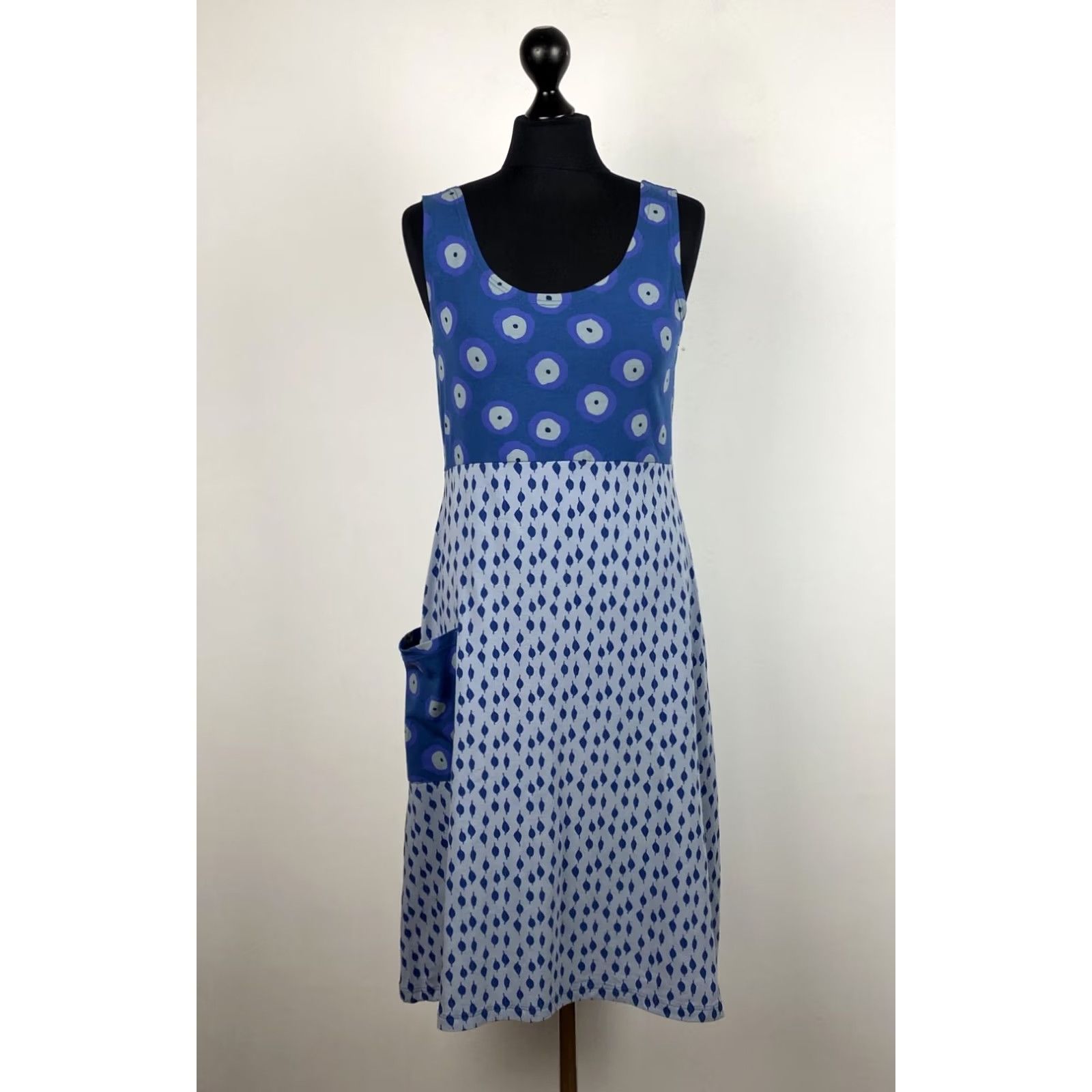 Vintage Gudrun Sjoden Womens Cotton Blue Dress M Dress Knee Length Womens M Blue Gudrun Sjoden Dress Size M / US 6-8 / IT 42-44 - 2 Thumbnail