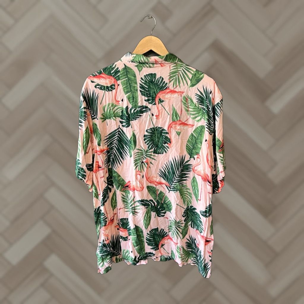 Old Navy Old Navy Shirt Mens Pink Short Sleeve Button-Up Flamingo Pattern 2XL Size Size US XXL / EU 58 / 5 - 1 Thumbnail