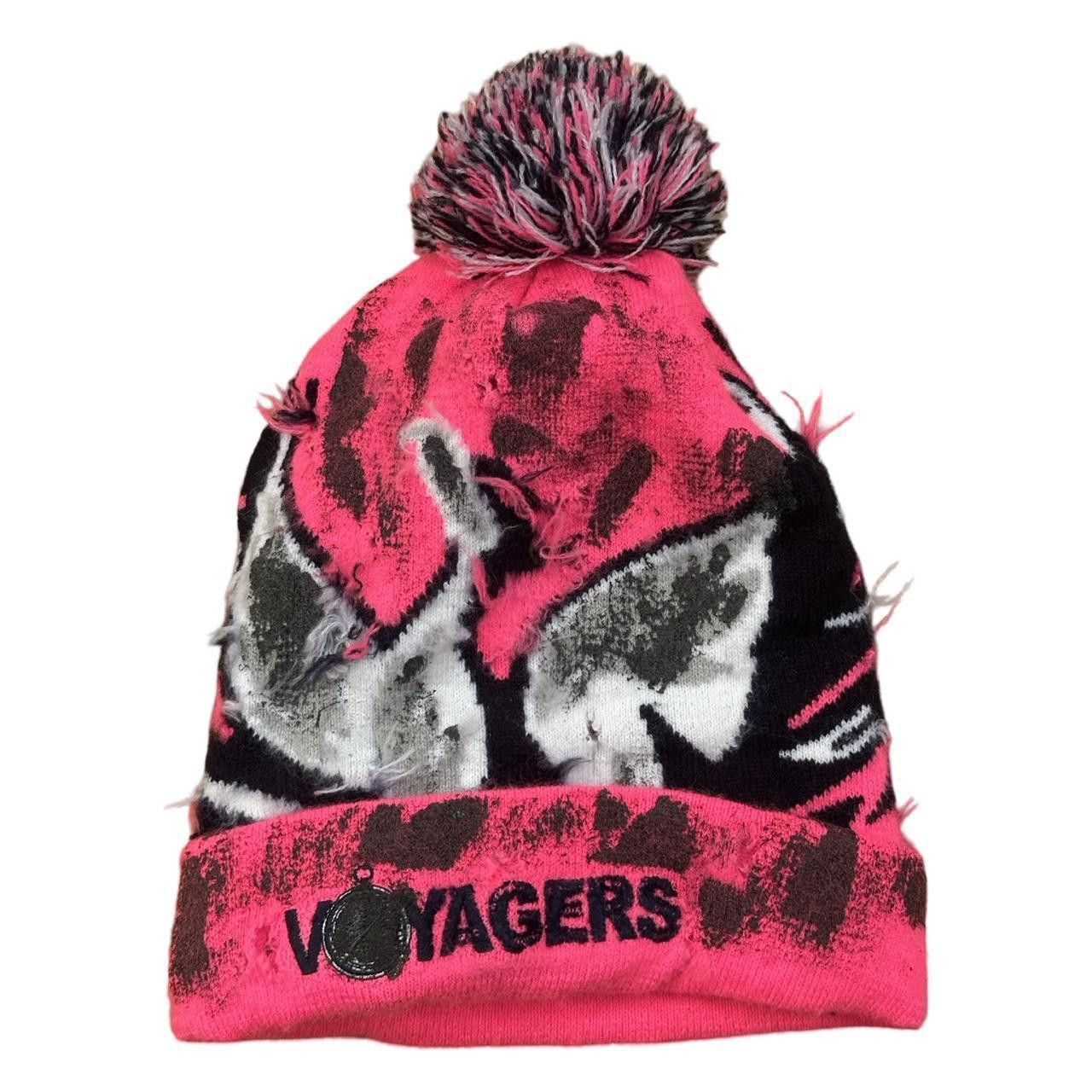 Vintage ASTROBOI* 'VOYAGER' Pink & Black Distressed Swan Beanie Size ONE SIZE - 7 Thumbnail