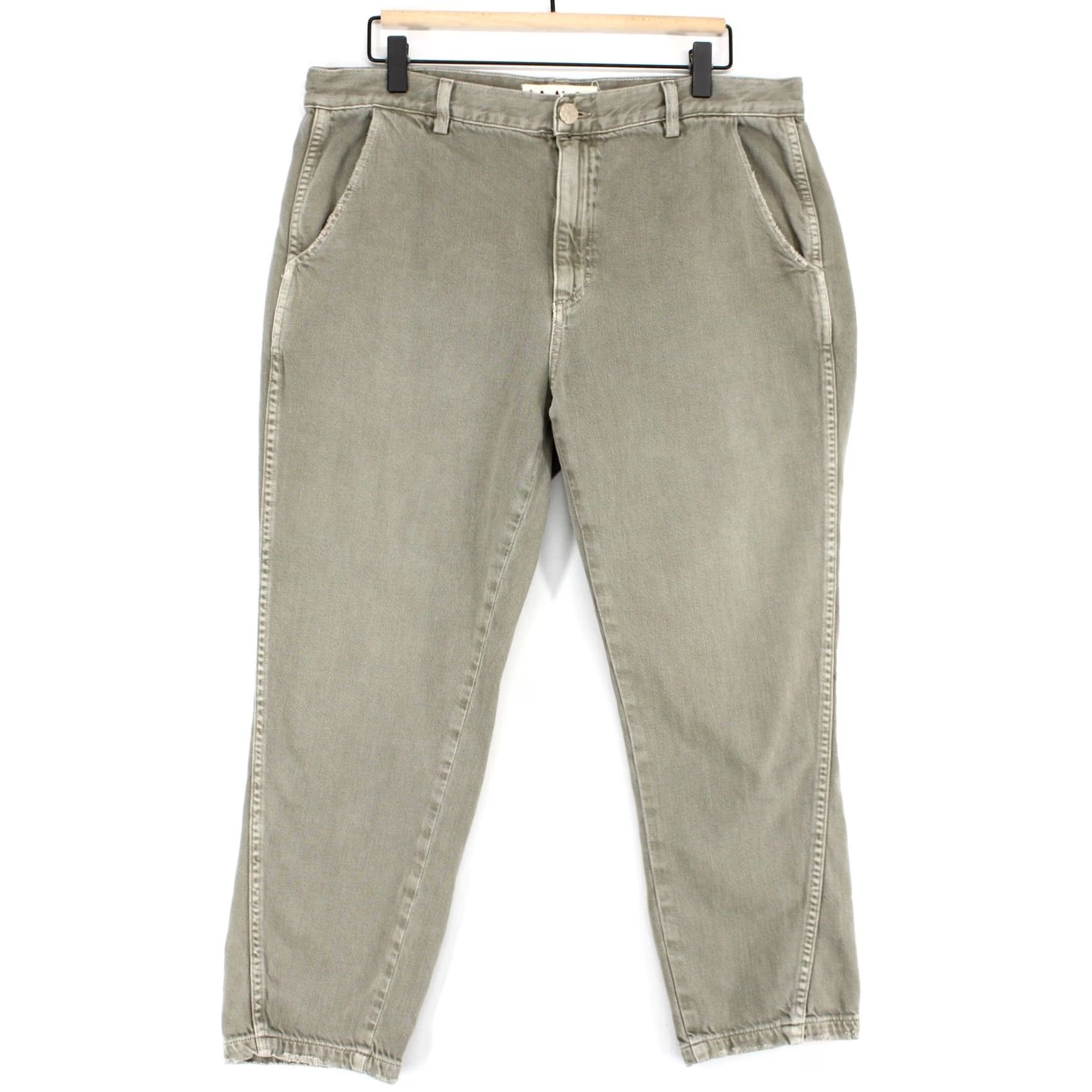 AMO AMO Slouch Trouser Pants Womens 32 Gray Green High Rise Ankle Crop Made in USA Size 24" / US 00 / IT 34 - 2 Thumbnail