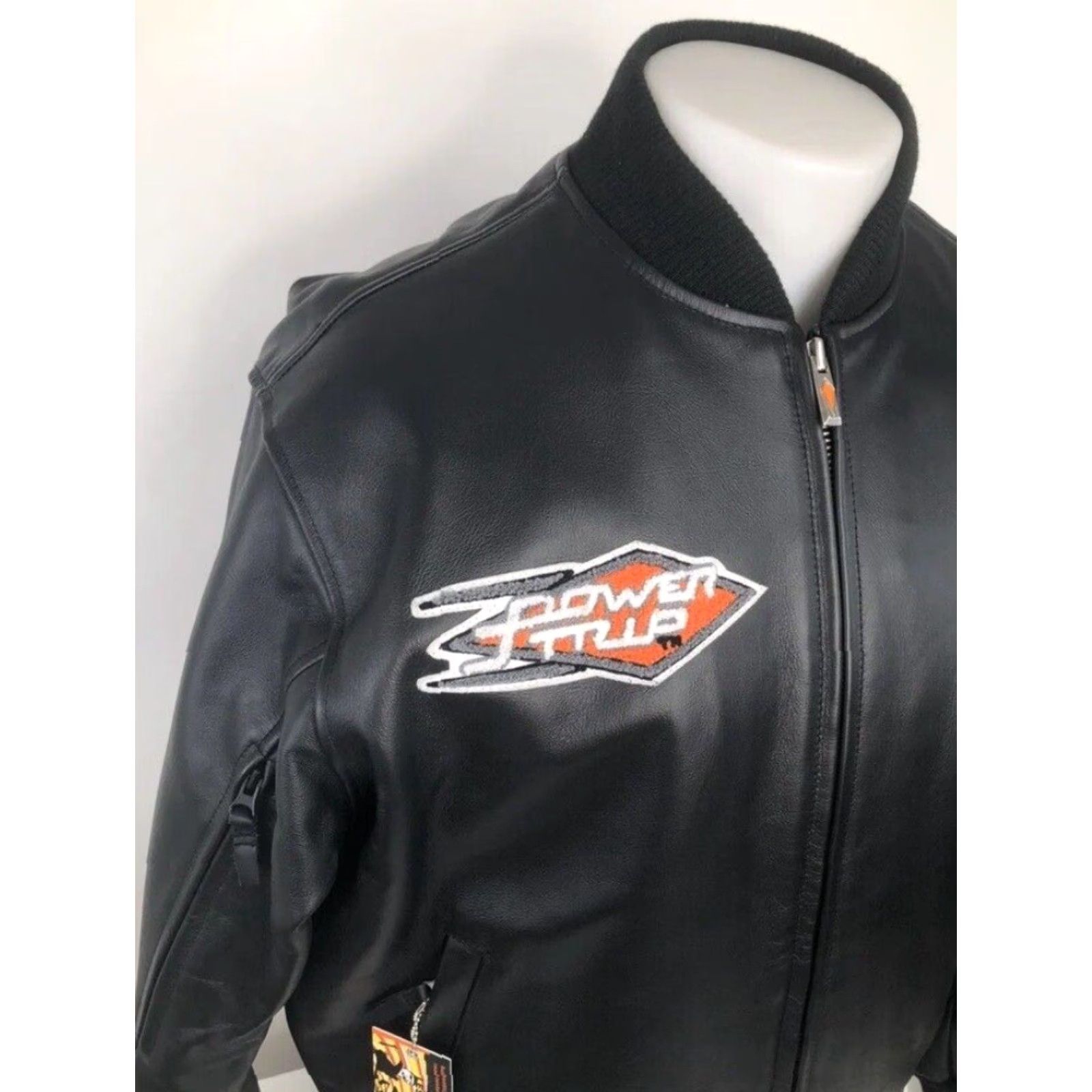 Vintage POWER TRIP Leather Motorcycle Biker Mens M Bomber Jacket Black Size US M / EU 48-50 / 2 - 4 Thumbnail