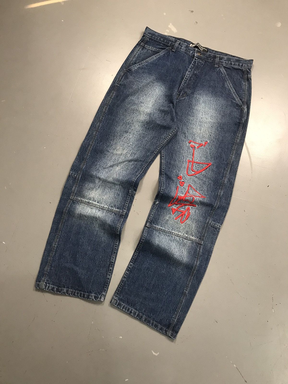 JNCO × Southpole × Vintage Vintage Deep impact SpellOut embroidered baggy fit denim Size US 39 - 2 Thumbnail