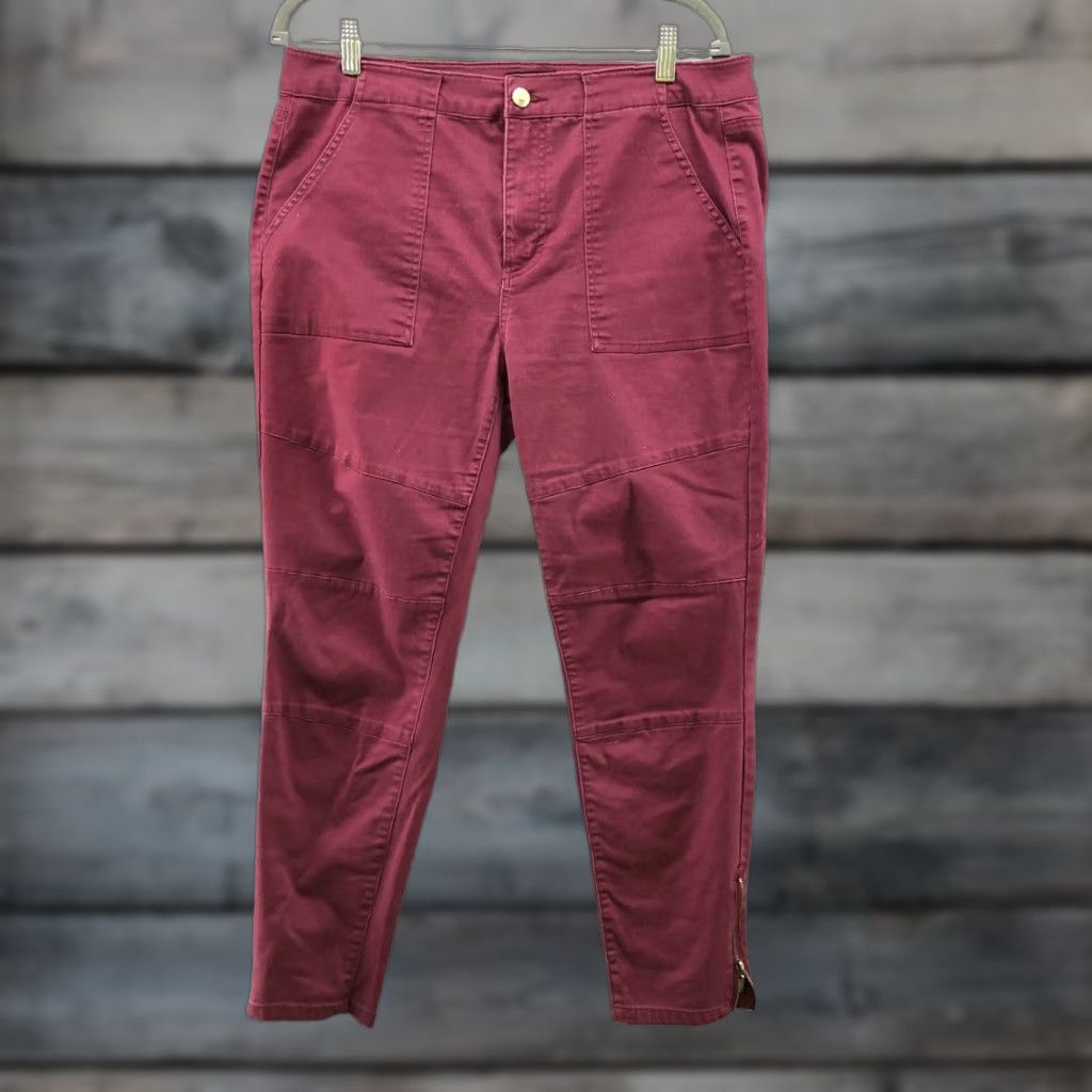 Vintage Tinsel Skinny Chino Pants Womens 31 Burgundy Red Ankle Zip Mid Rise Casual Punk Size 24" / US 00 / IT 34 - 1 Thumbnail