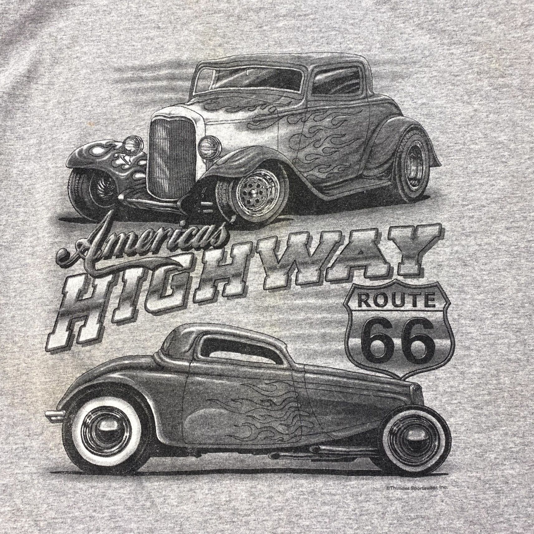 Delta VINTAGE Route 66 Shirt Mens Medium Gray America's Highway Hot Rod Cars 90s Size US M / EU 48-50 / 2 - 2 Thumbnail