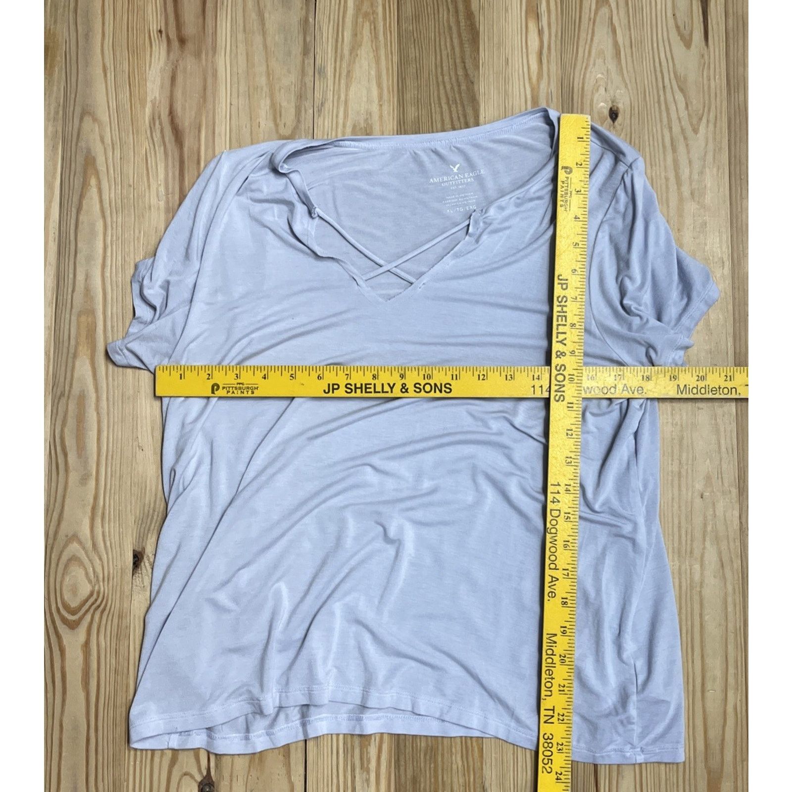 American Eagle Outfitters American Eagle Short Sleeve Blue Cross Neck Blouse Size XL Size XL / US 12-14 / IT 48-50 - 6 Thumbnail