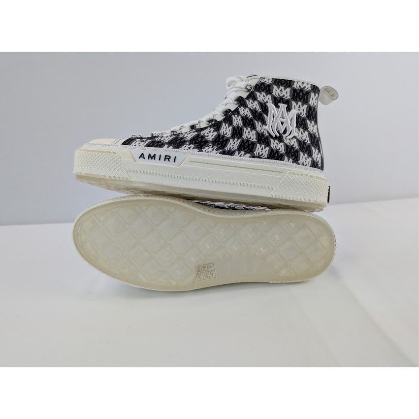 Amiri o1rshd1 Court Hi Allover Logo Sneakers in Black / White Size US 12 / EU 45 - 13 Thumbnail