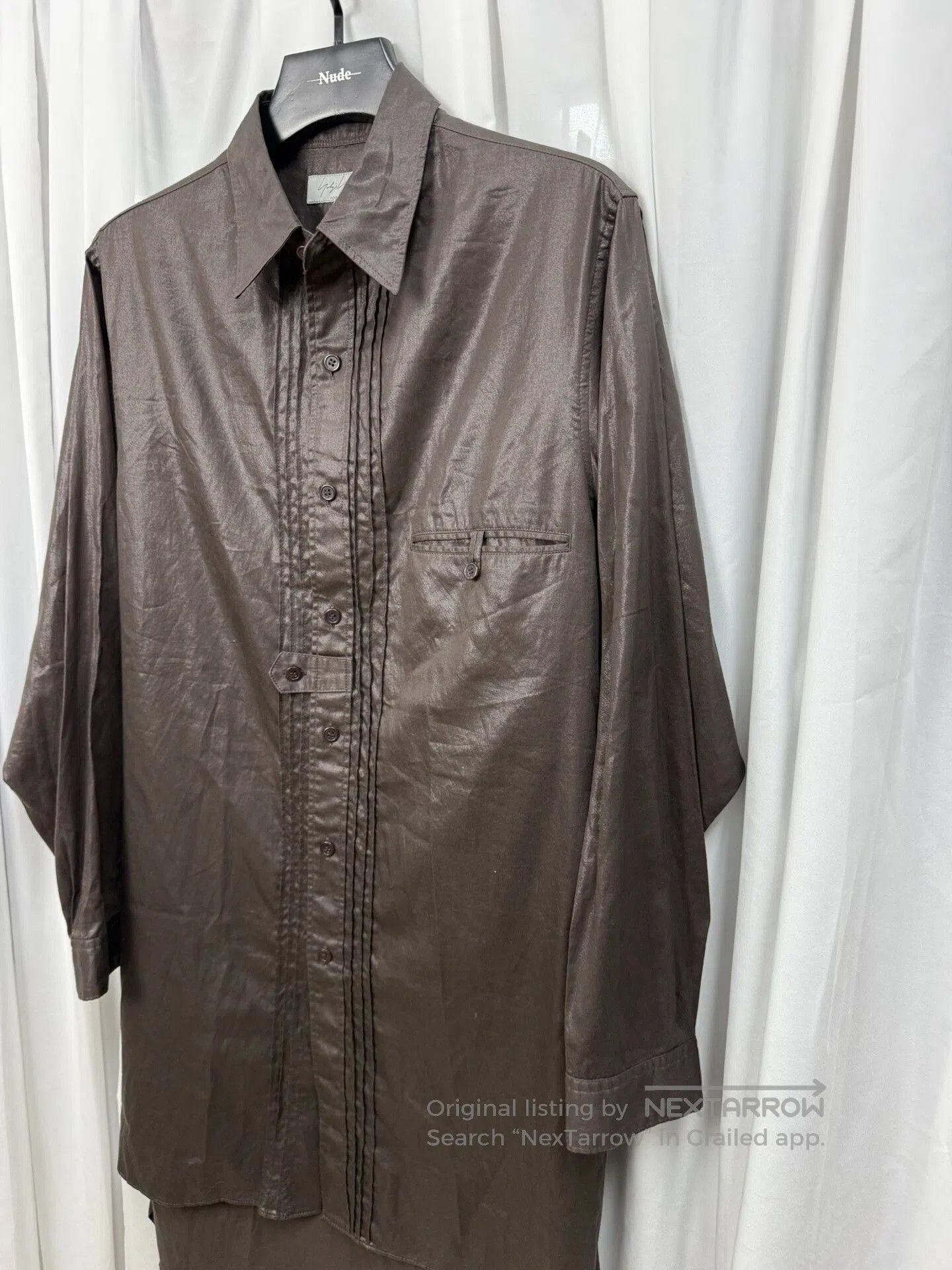 Yohji Yamamoto Yohji Yamamoto Pour Homme Coated Waxed Crinkled Shirt. Size US M / EU 48-50 / 2 - 2 Thumbnail
