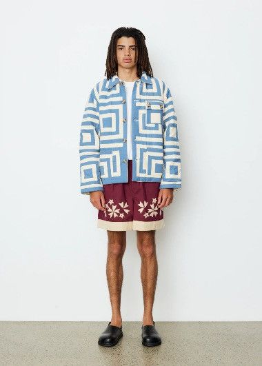 Bode 1495USD Blue White House Steps Reversible Quilted Jacket Size US L / EU 52-54 / 3 - 13 Thumbnail