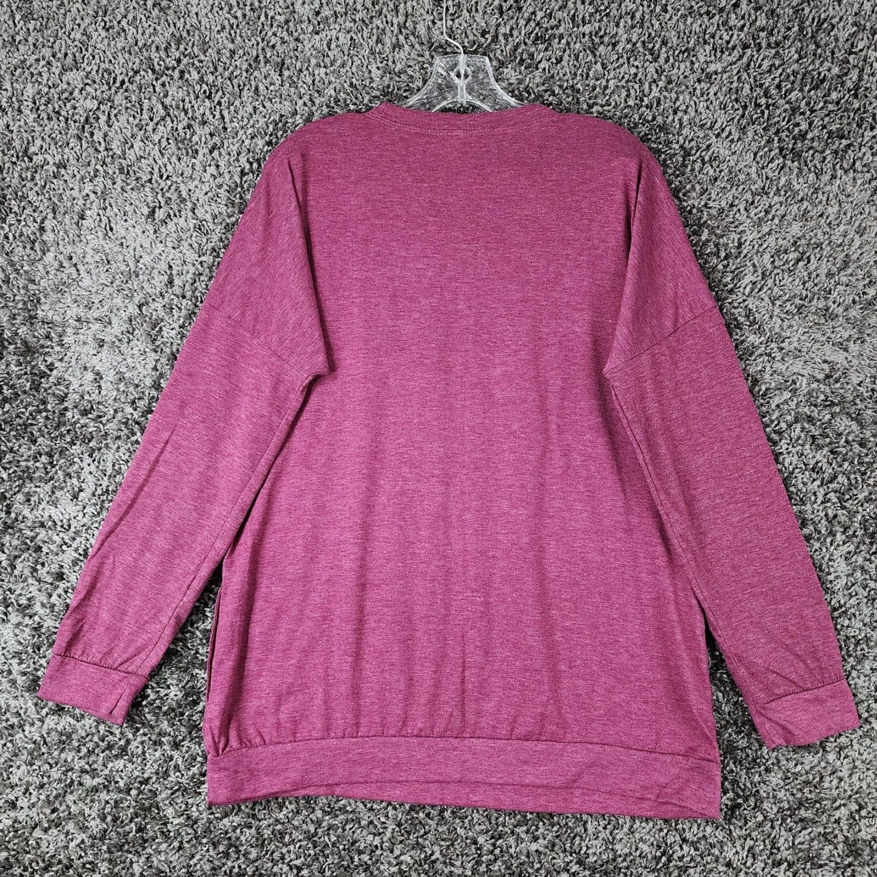 Vintage UNBRANDED Women's Purple Long Sleeve T-Shirt with Pockets, Size M, Good Vibes Size M / US 6-8 / IT 42-44 - 5 Thumbnail