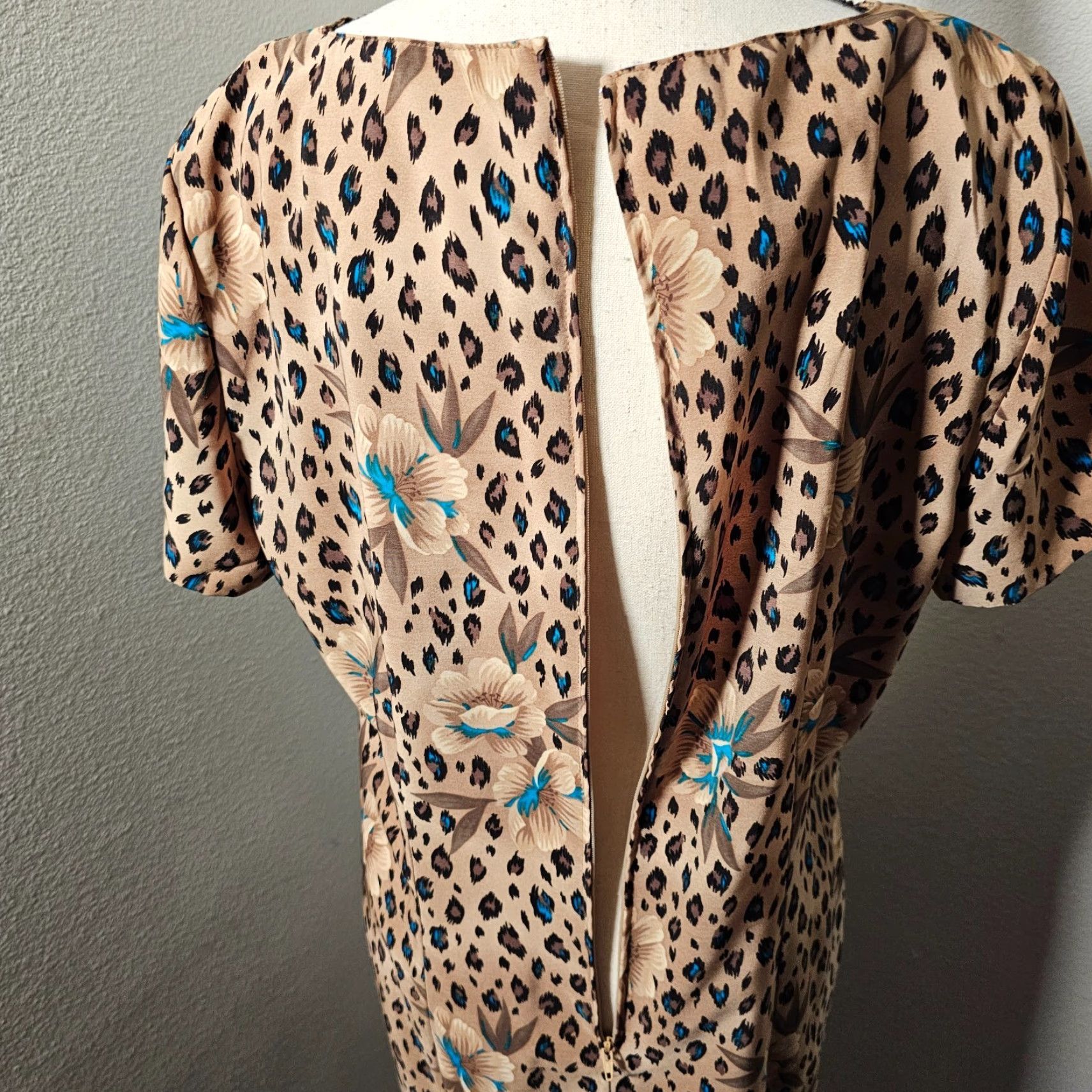 Lee VINTAGE Kathie Lee Dress Shirt Women Regular Long Leopard A-Line 14 Brown Size XL / US 12-14 / IT 48-50 - 7 Thumbnail
