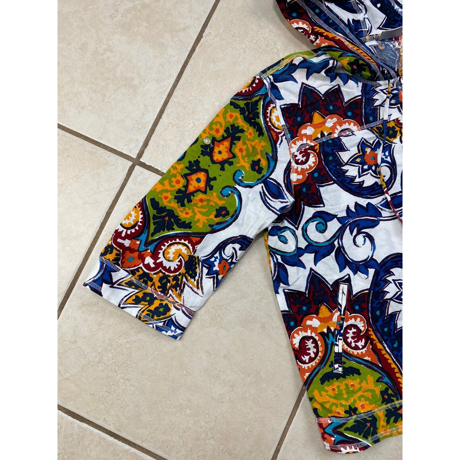 Chicos NWT Chico's Lightweight Paisley Hoodie 3/4 Tab Sleeve Zip Size XL / US 12-14 / IT 48-50 - 3 Thumbnail