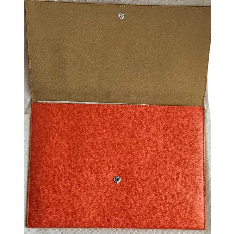 Salvatore Ferragamo Salvatore Ferragamo Orange Pebbled Leather Clutch Bag Size ONE SIZE - 4 Thumbnail
