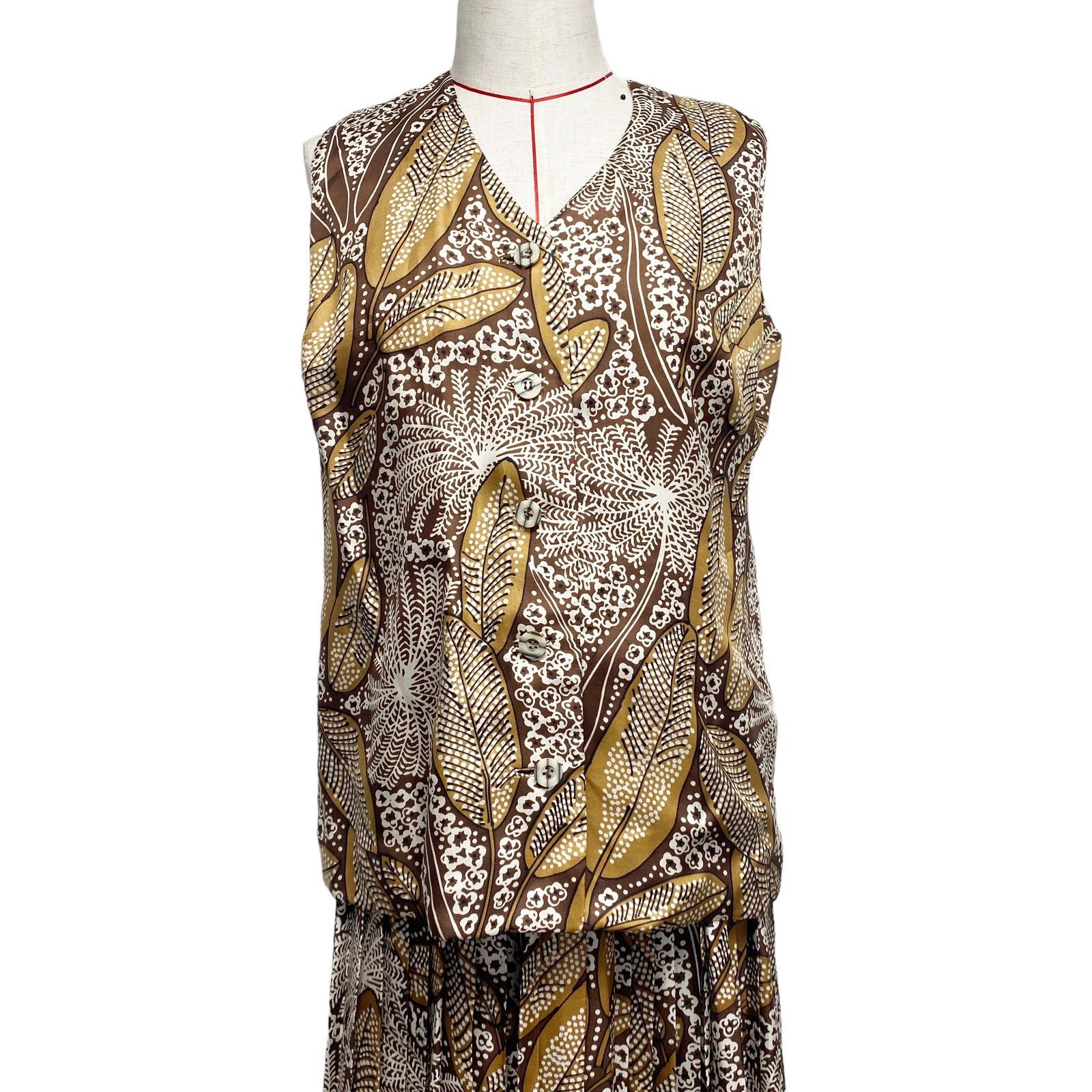Vintage Vintage Ruth McCulloch Brown Printed 4 Piece Skirt Set Size 36" / US 14 / IT 50 - 9 Thumbnail