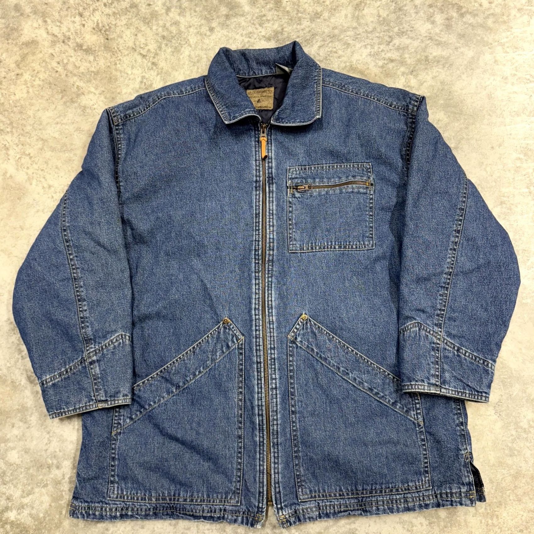 Liz Claiborne Claiborne Jacket Mens Large Blue Denim Quilted Lined Zip Front Workwear Pockets Size US M / EU 48-50 / 2 - 2 Thumbnail