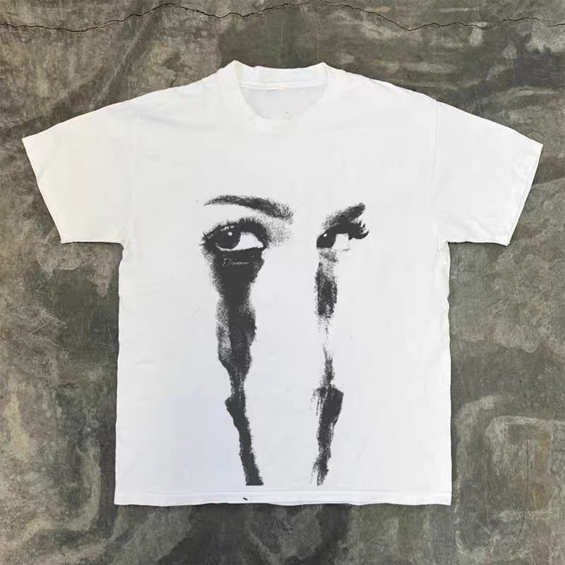 Vintage White Casual Retro T-Shirt with Eye Pattern Size US M / EU 48-50 / 2 - 1 Thumbnail