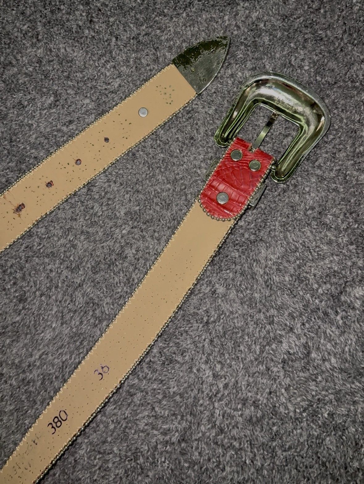 B.B. Simon Red alligator BB simon belt Size 36 - 5 Thumbnail
