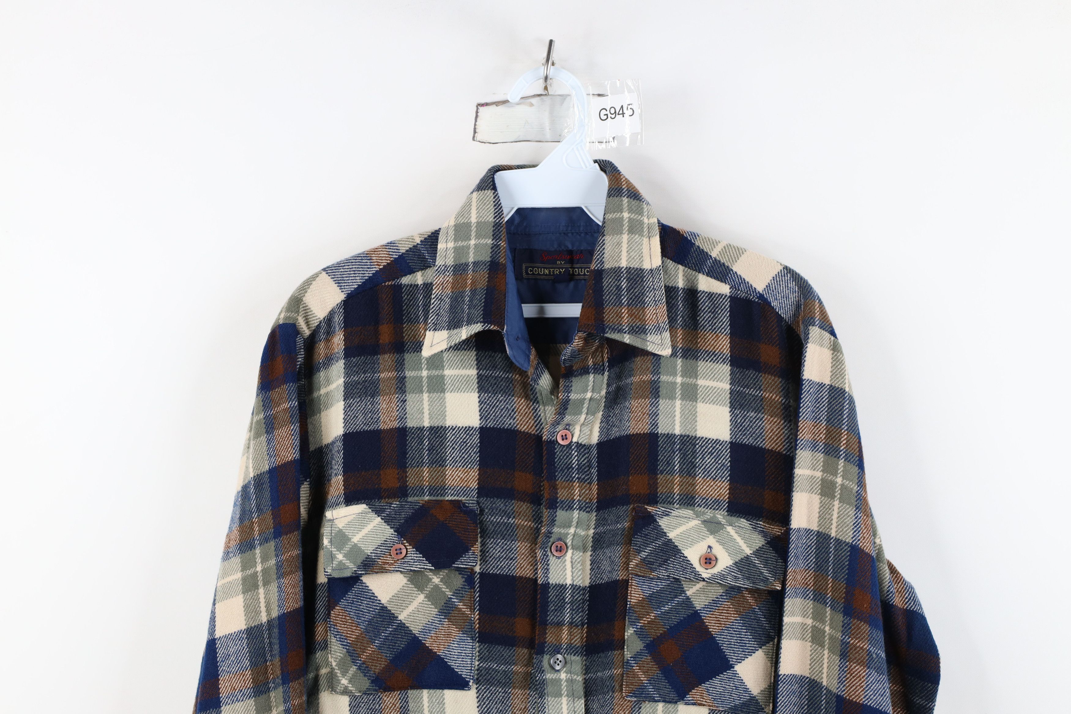 Vintage Vintage 70s Streetwear Knit Flannel Board Button Shirt Size US M / EU 48-50 / 2 - 2 Thumbnail