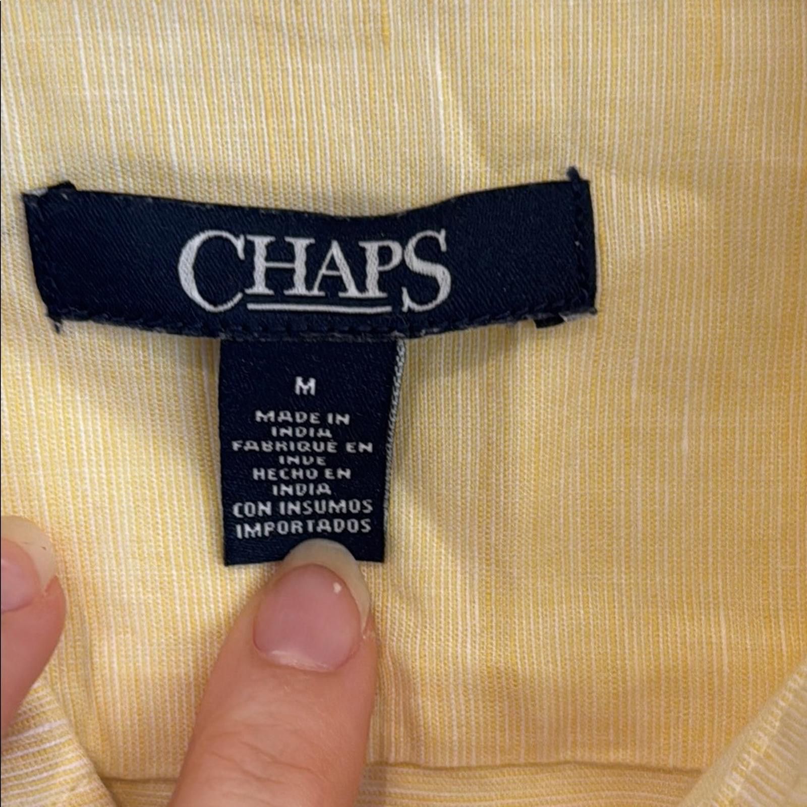 Chaps Chaps | Linen + Cotton Yellow Button-Up Shirt- Women Medium Size M / US 6-8 / IT 42-44 - 2 Thumbnail