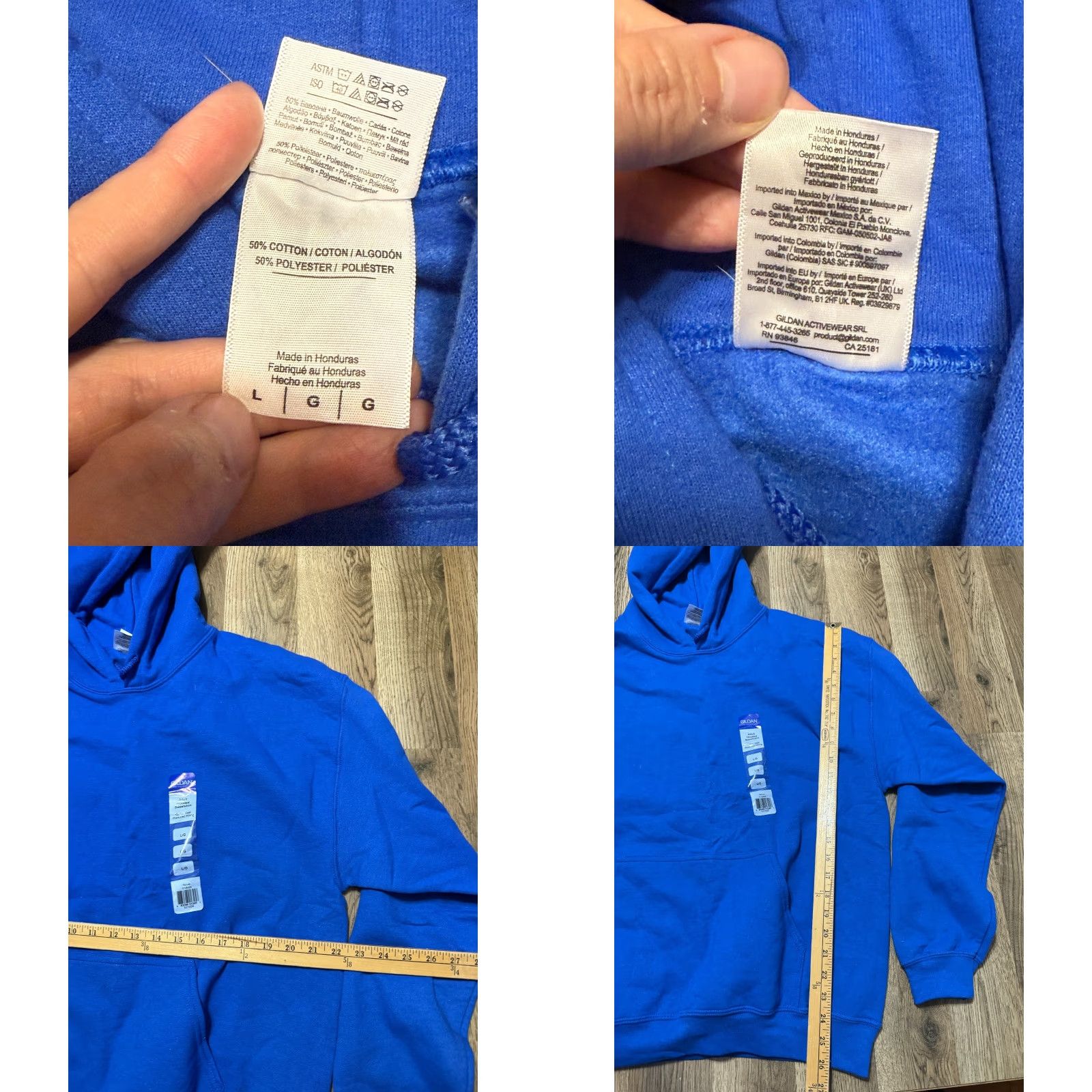 Gildan Gildan Sweatshirt, Men's Large, Blue, Pullover, Hooded, Long Sleeve, NWT, Solid, Fleece, Regular Fit Size US L / EU 52-54 / 3 - 8 Thumbnail