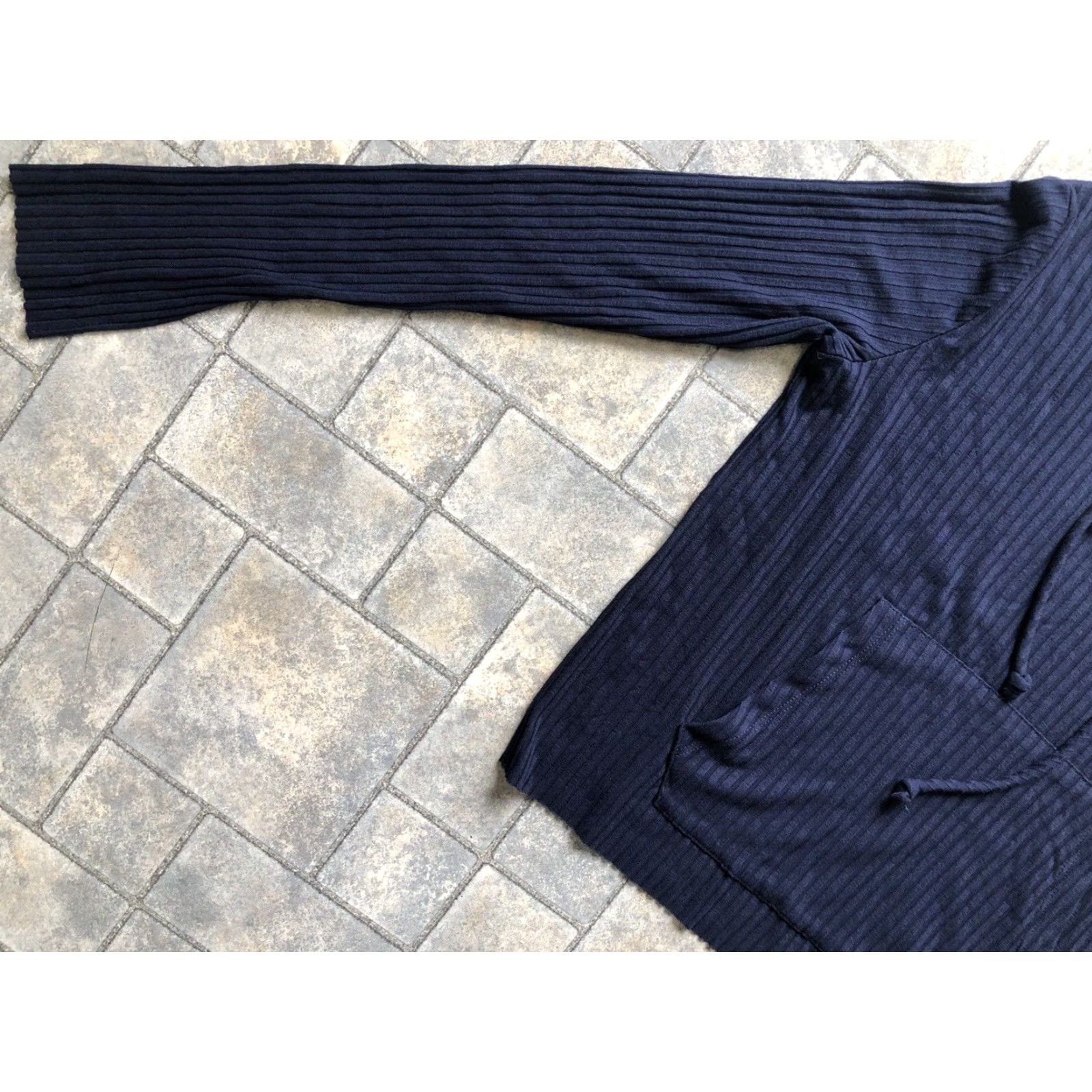 Vintage NWT Cale Sweater Hoodie XS Womens Navy Blue Ribbed Madeline Hooded Pockets Long Sleeve Pullover Winter Size XS / US 0-2 / IT 36-38 - 3 Thumbnail