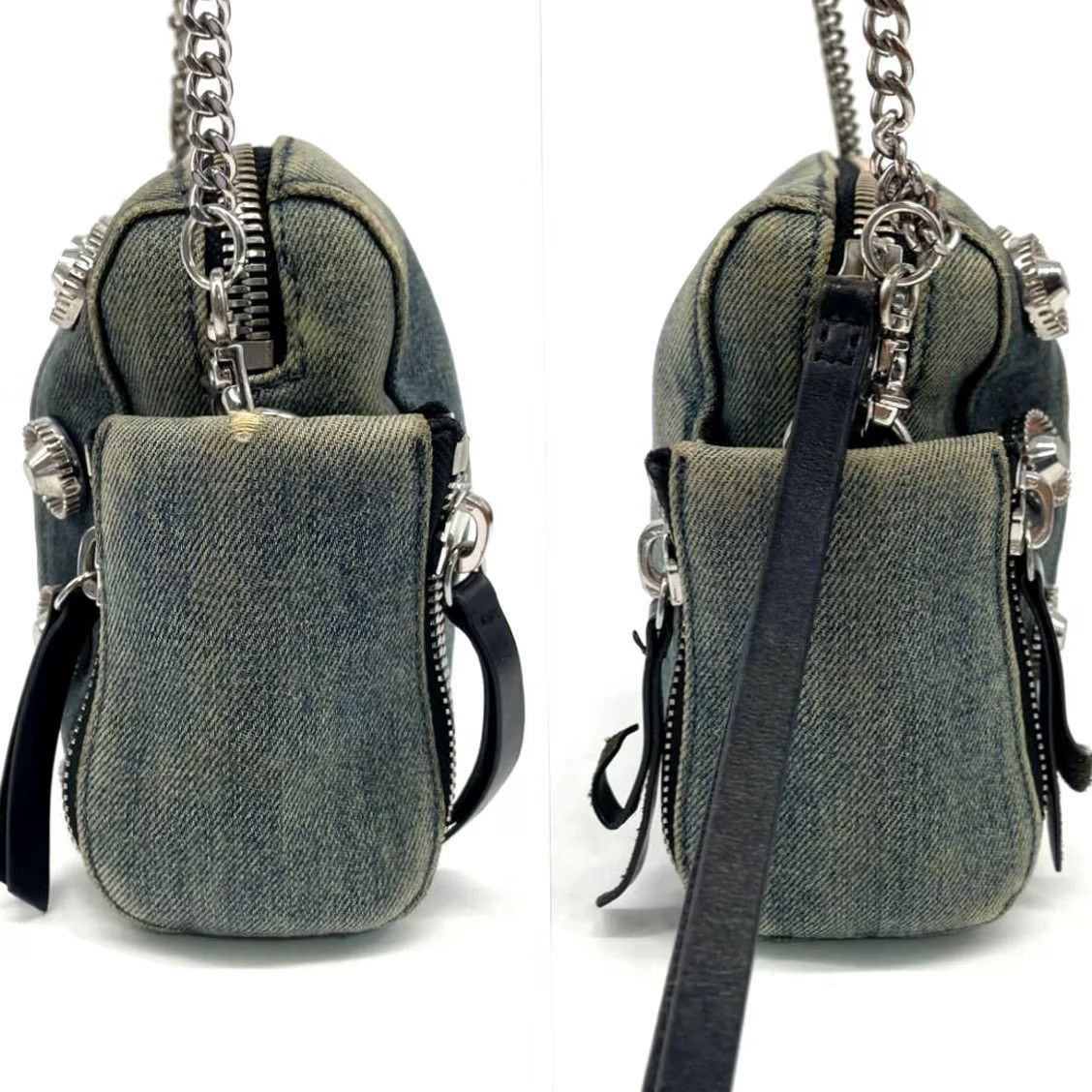 Diesel Diesel Indigo Denim Studded Chain Womens Clutch Bag Shoulder - Size ONE SIZE - 4 Thumbnail