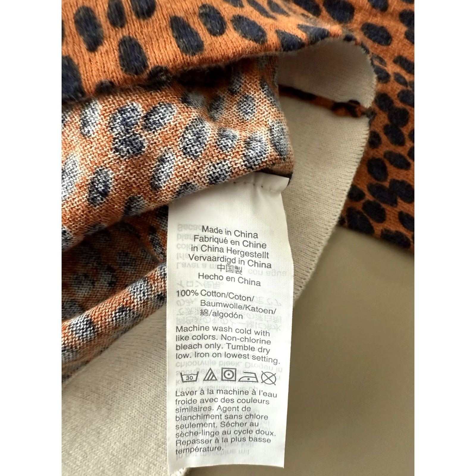 Vintage J. Crew Factory Sweater Crew Neck Animal Print Rust Brown M Womens Pullover 100% Cotton Fall Winter Vintage-Style Size M / US 6-8 / IT 42-44 - 4 Thumbnail