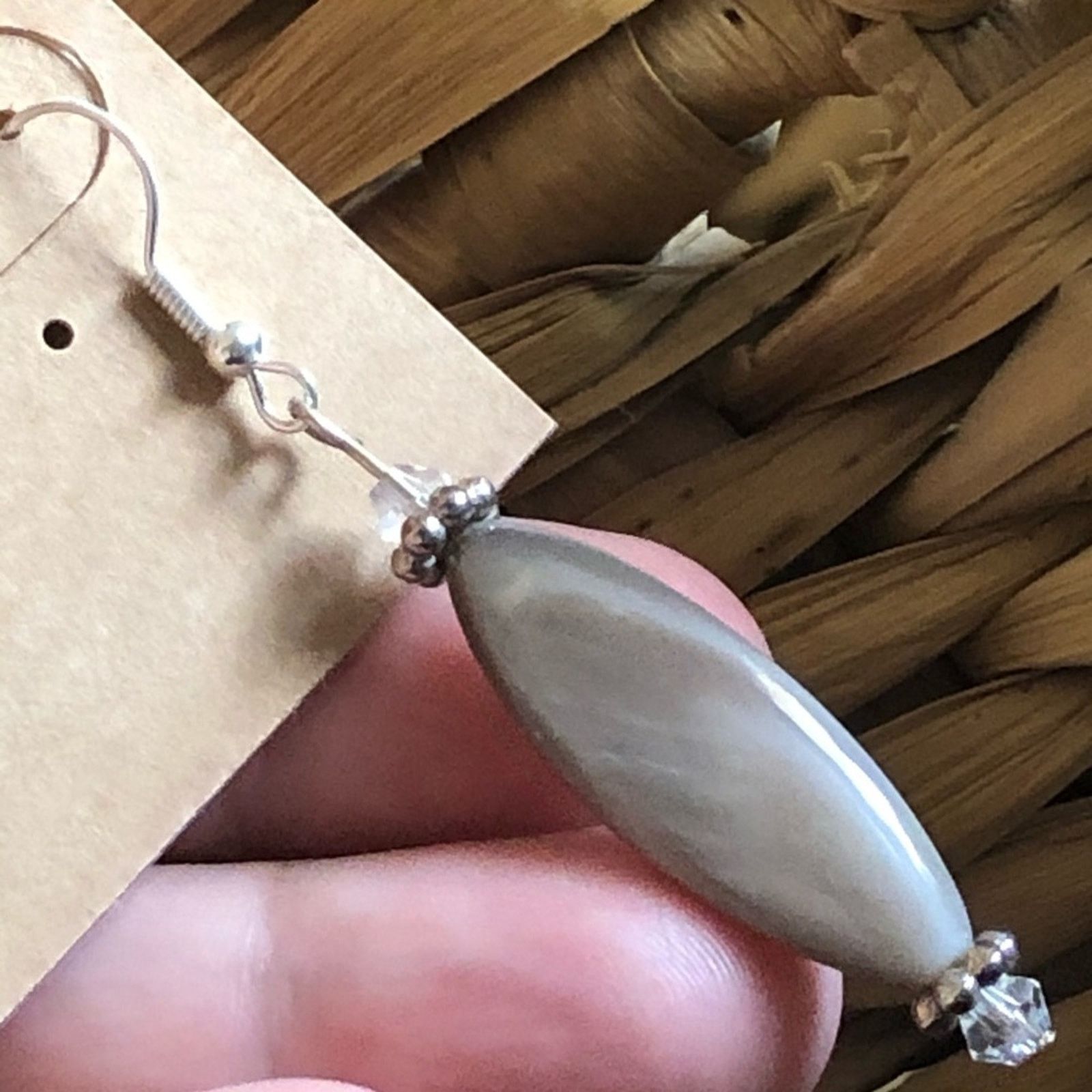 Jewelry Gray marbled look beaded dangle earrings Size ONE SIZE - 4 Thumbnail