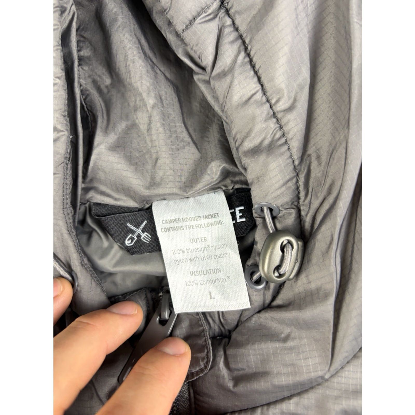 Camper Colaatree Jacket Mens Large Gray Hooded Puffer Zip Mid-Length Insulated Lightweight Hiking Outdoor Winter Reefers? Size US L / EU 52-54 / 3 - 4 Thumbnail