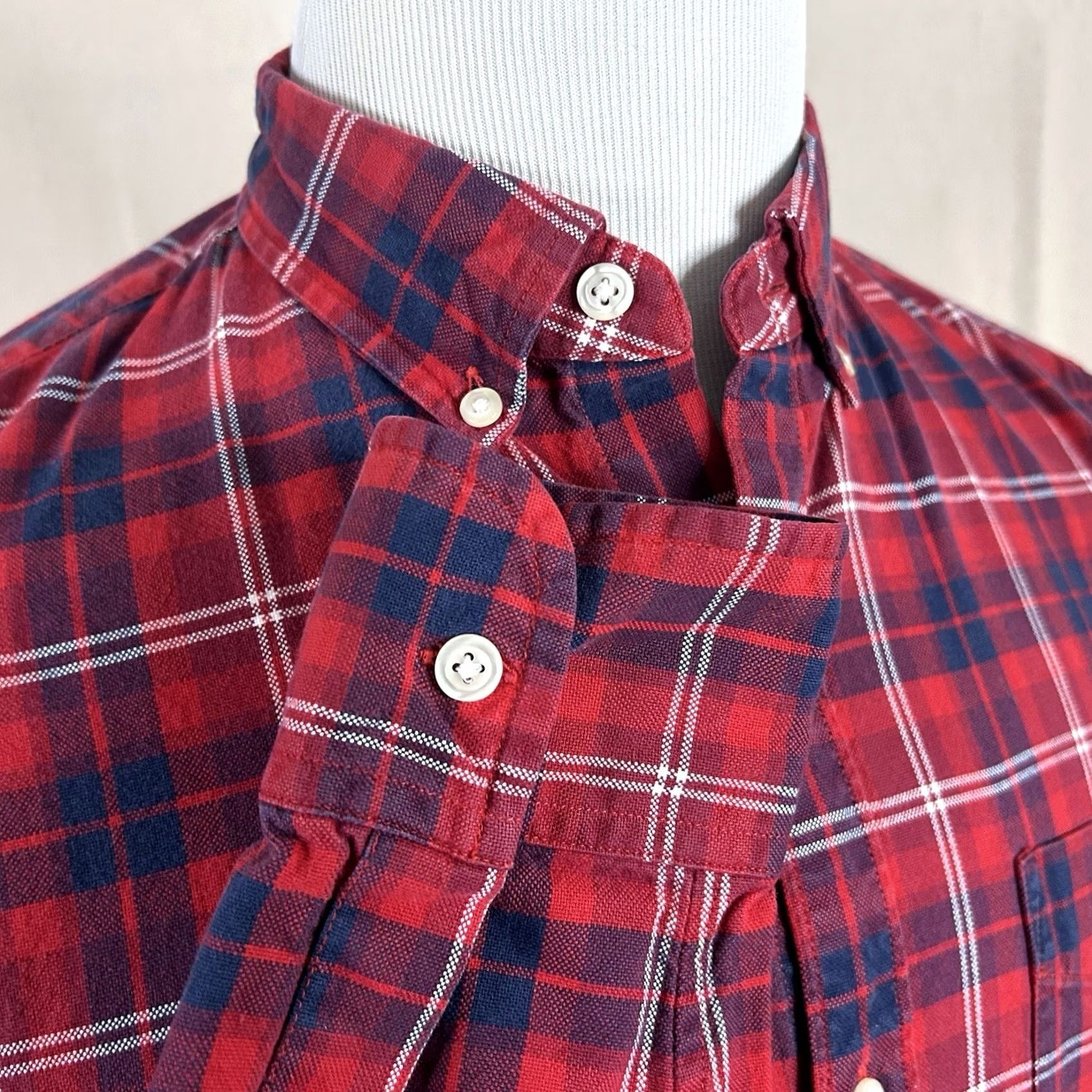 Bonobos Bonobos Button-Up Shirt Plaid Cotton Flannel Slim Fit Red White Blue M Mens Size US M / EU 48-50 / 2 - 4 Thumbnail