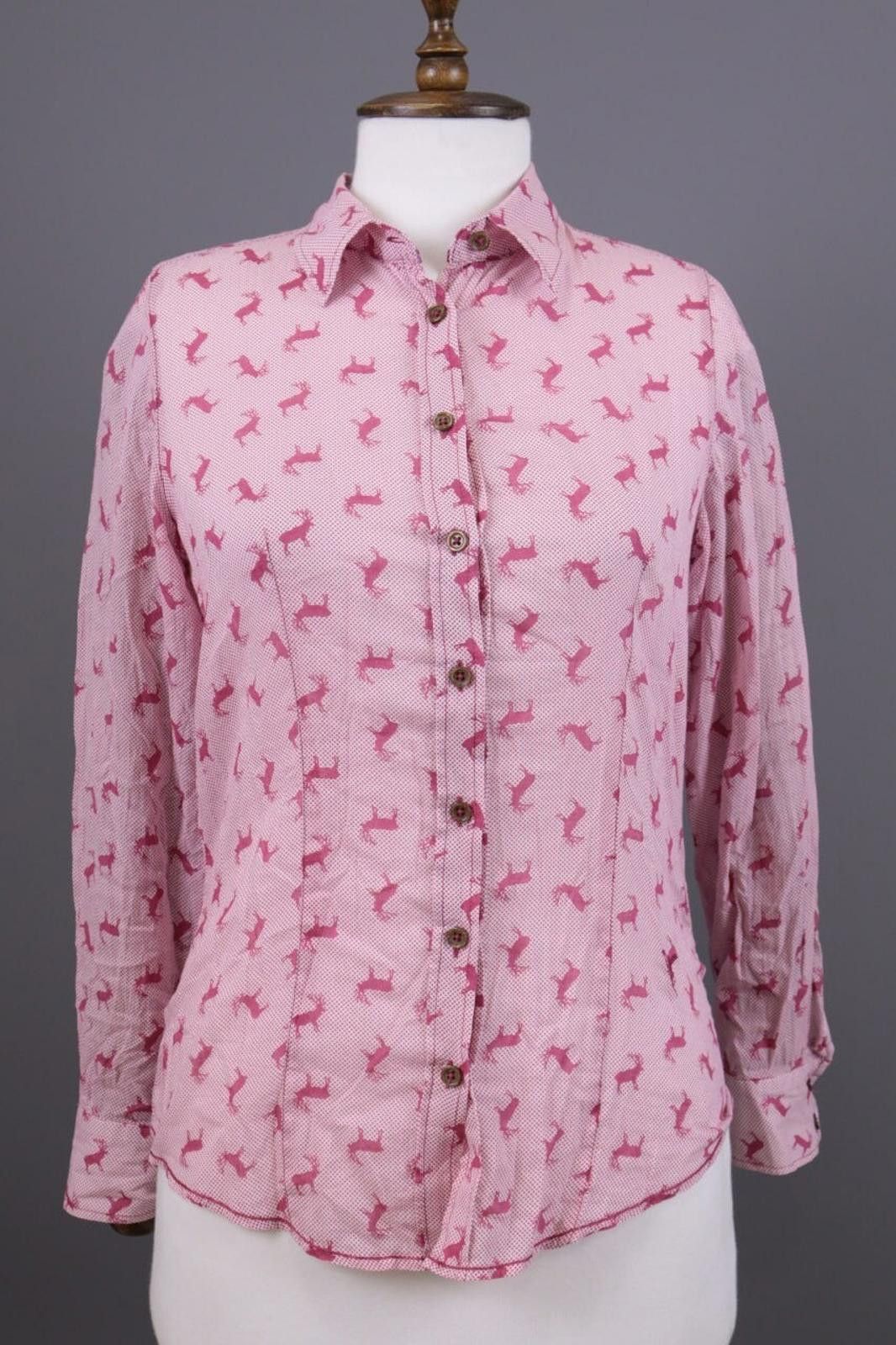 Designer Emily Van Den Bergh Pink Deer Print Blouse Shirt Size 36 / S Size M / US 6-8 / IT 42-44 - 1 Thumbnail