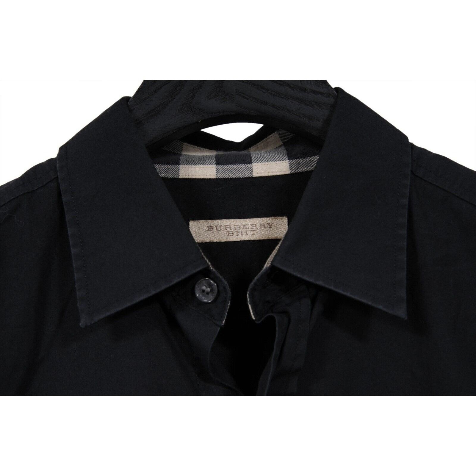 Burberry Burberry Brit Button Down Shirt Black Stretch Cotton - 02447 Size US M / EU 48-50 / 2 - 8 Thumbnail