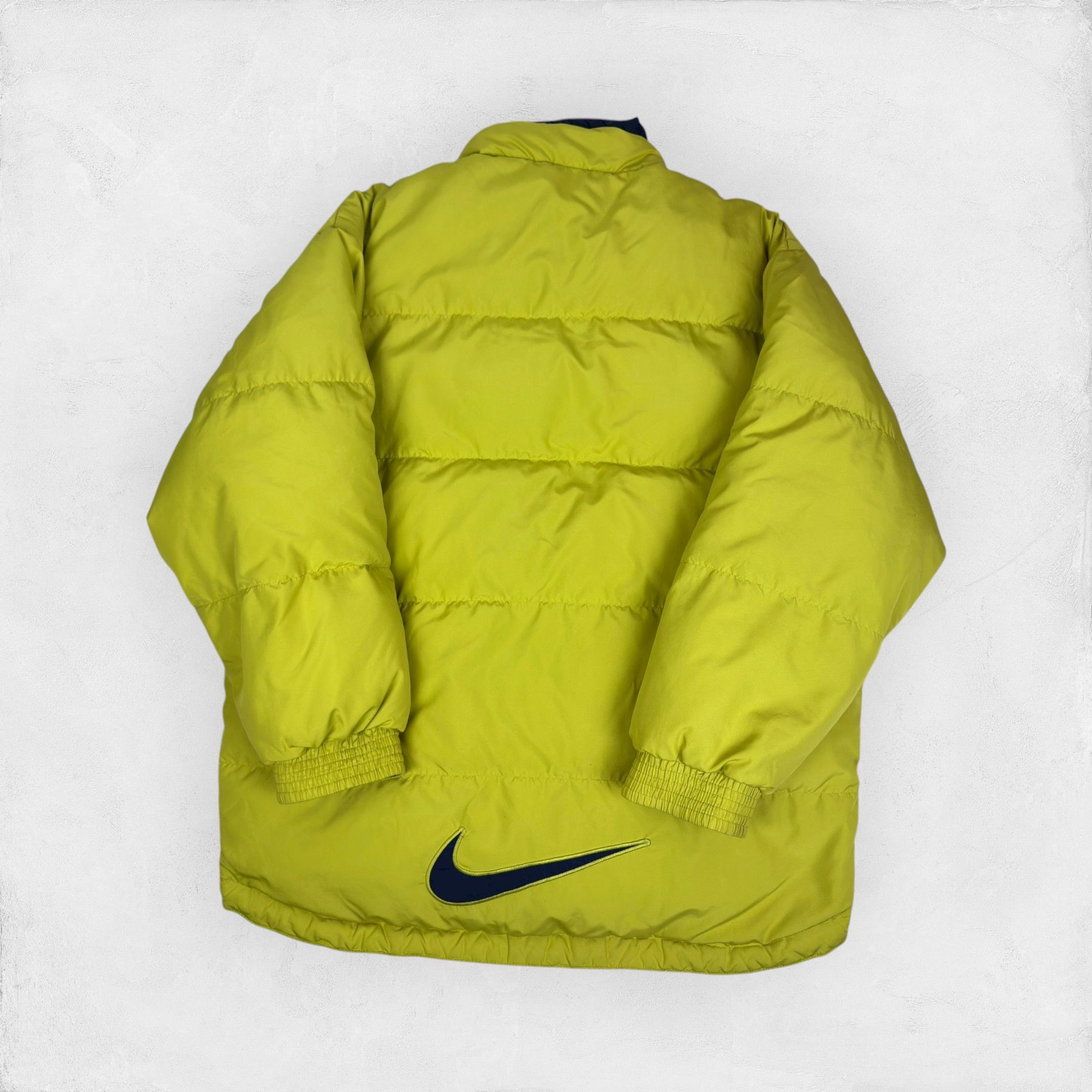 Nike Vintage Nike Mens Lime Green Swoosh Full Zip Puffer Jacket S Size US S / EU 44-46 / 1 - 1 Thumbnail