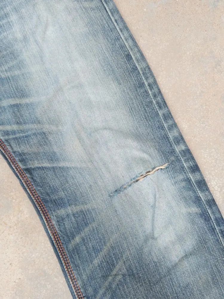 Japanese Brand Vintage Edwin Faded Blue Distressed Jeans 34x32 Size US 34 / EU 50 - 5 Thumbnail