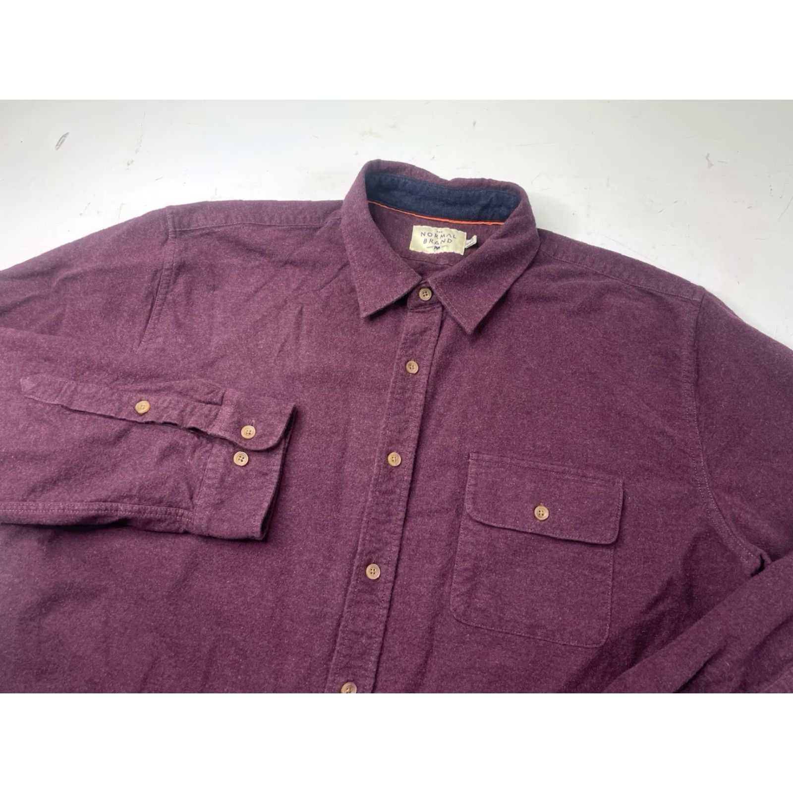 J Brand The Normal Brand Shirt Mens XL Maroon Long Sleeve Flannel Shirt Size US XL / EU 56 / 4 - 2 Thumbnail